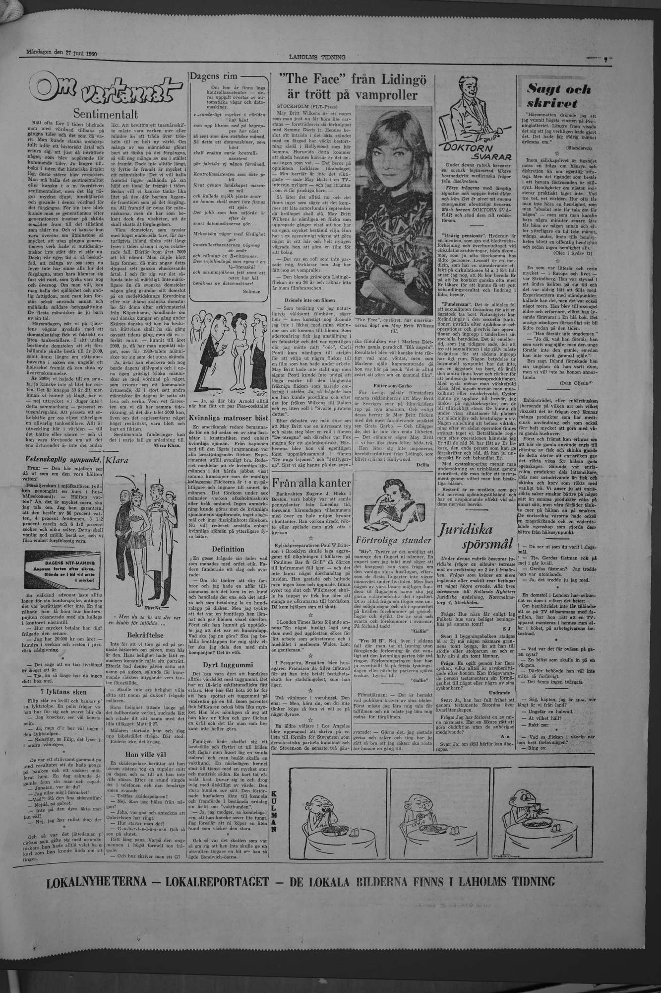 Laholms Tidning Måndag 27 juni 1960, sida 7