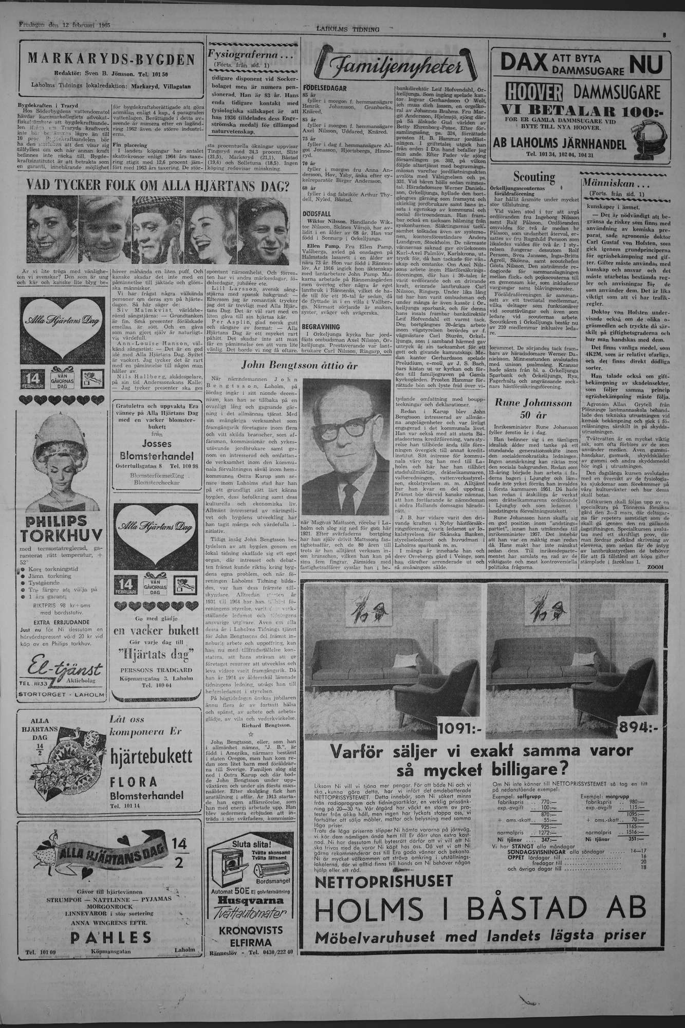 Laholms Tidning Fredag 12 februari 1965, sida 3