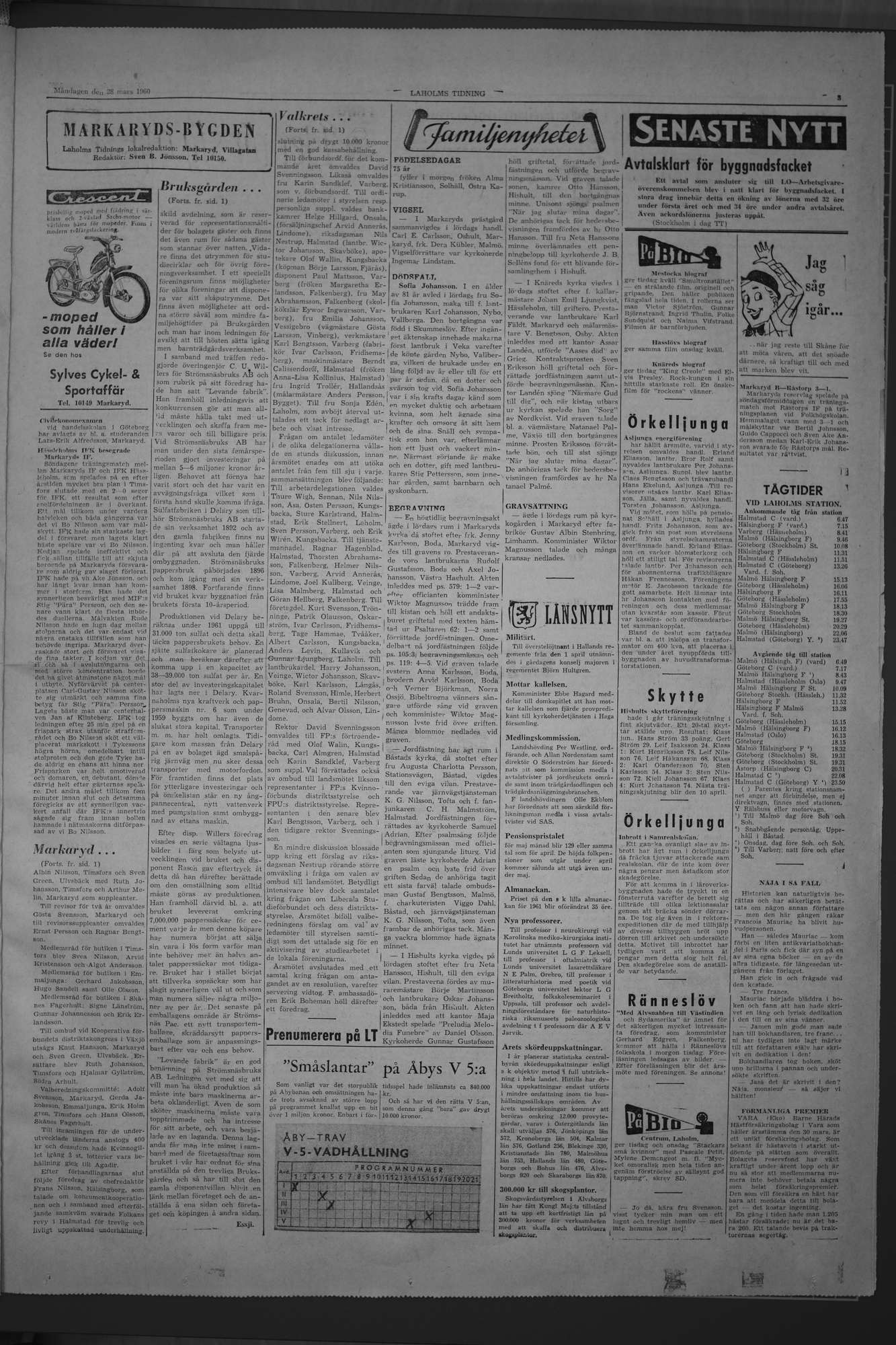 Laholms Tidning Måndag 28 mars 1960, sida 3