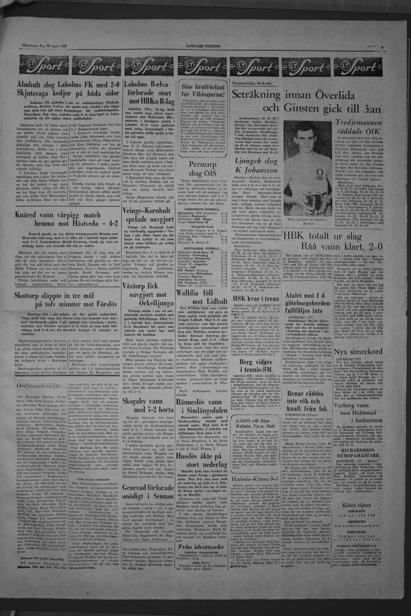 Laholms Tidning Måndag 28 mars 1960, sida 5