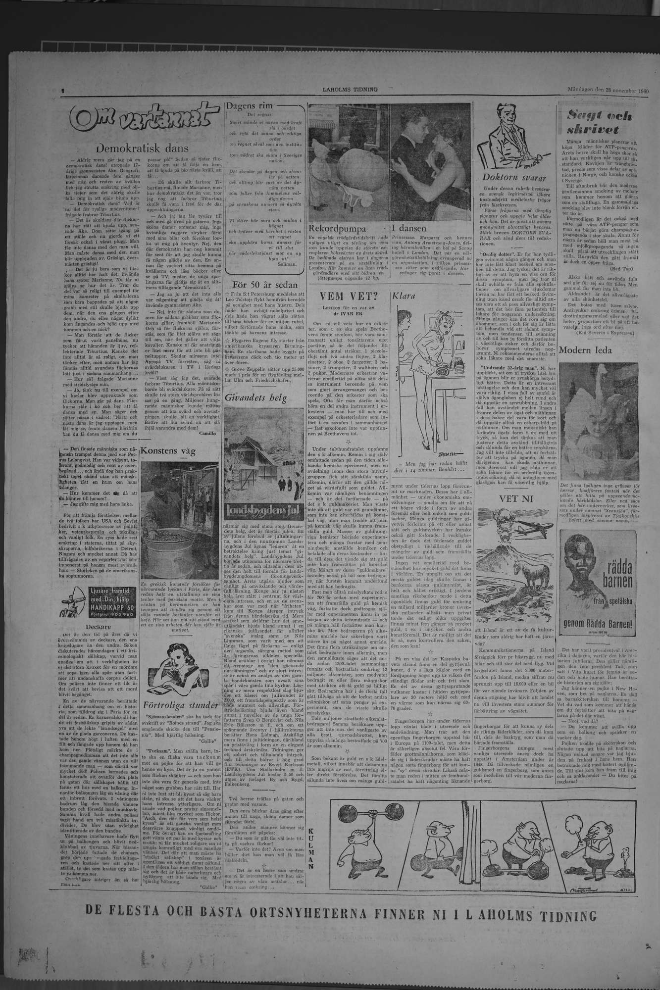Laholms Tidning Måndag 28 november 1960, sida 6