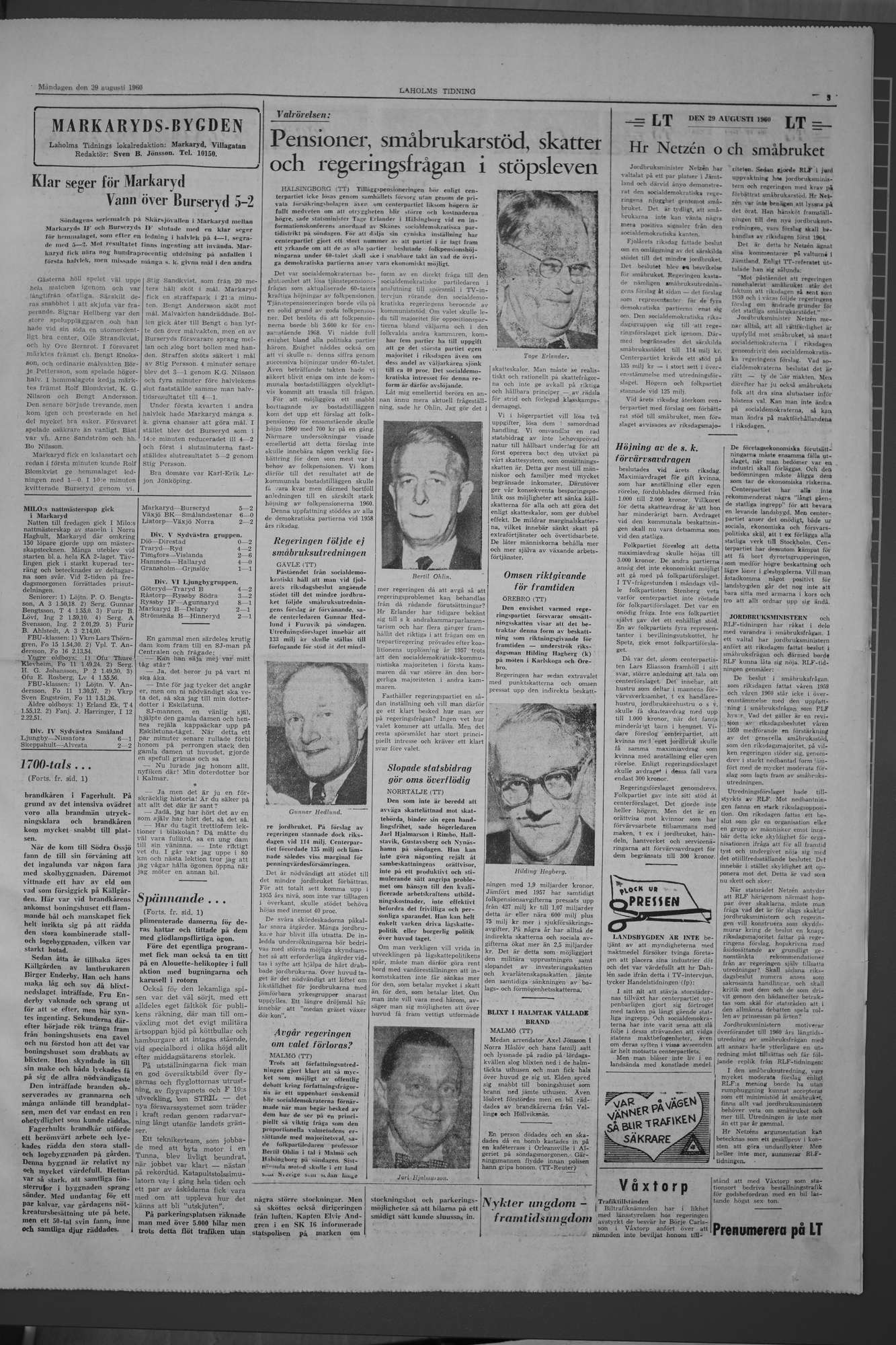 Laholms Tidning Måndag 29 augusti 1960, sida 3