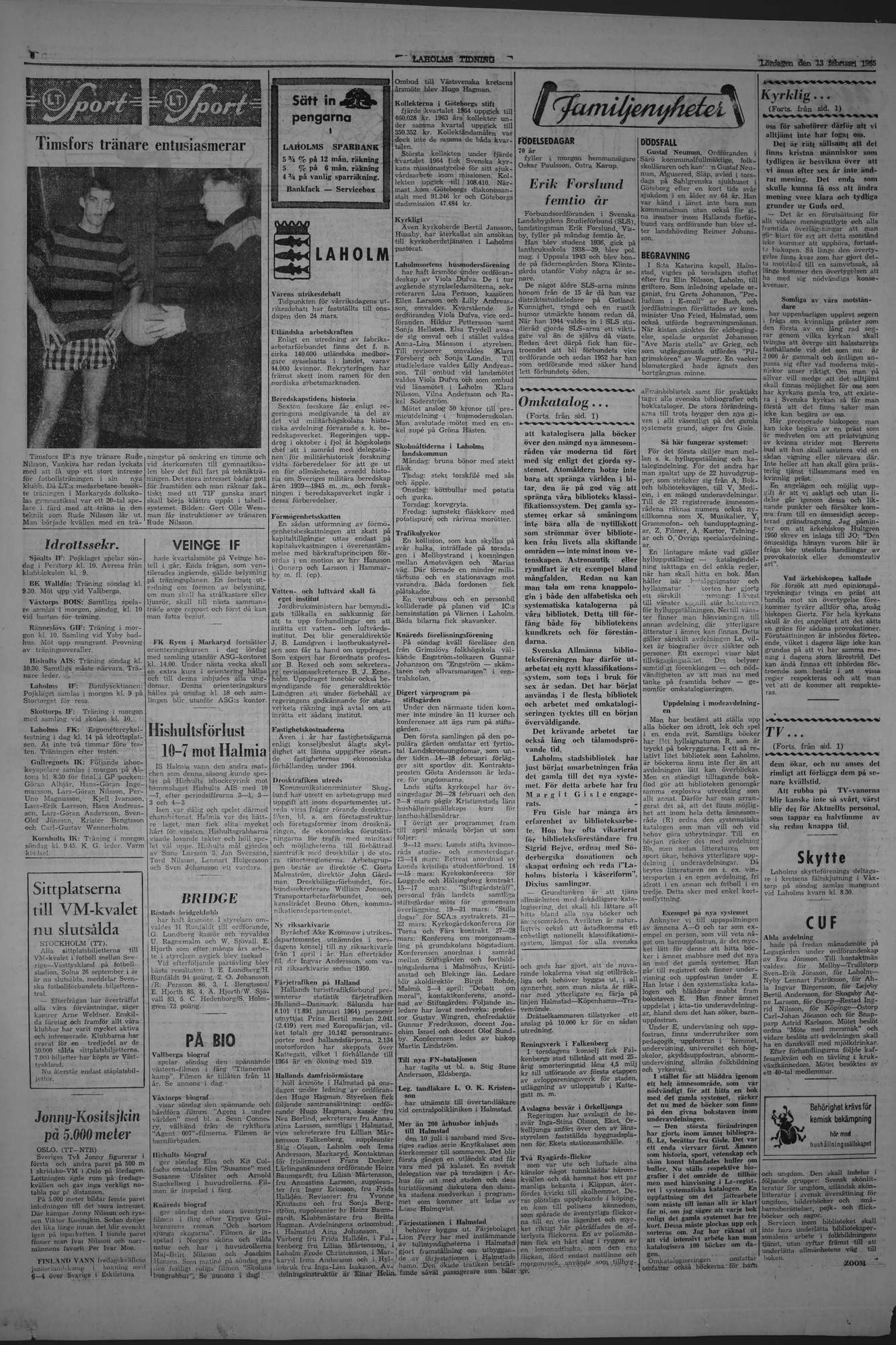 Laholms Tidning Lördag 13 februari 1965, sida 6