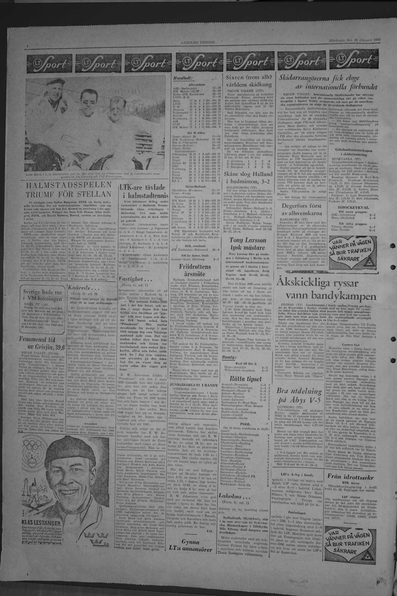 Laholms Tidning Måndag 29 februari 1960, sida 4