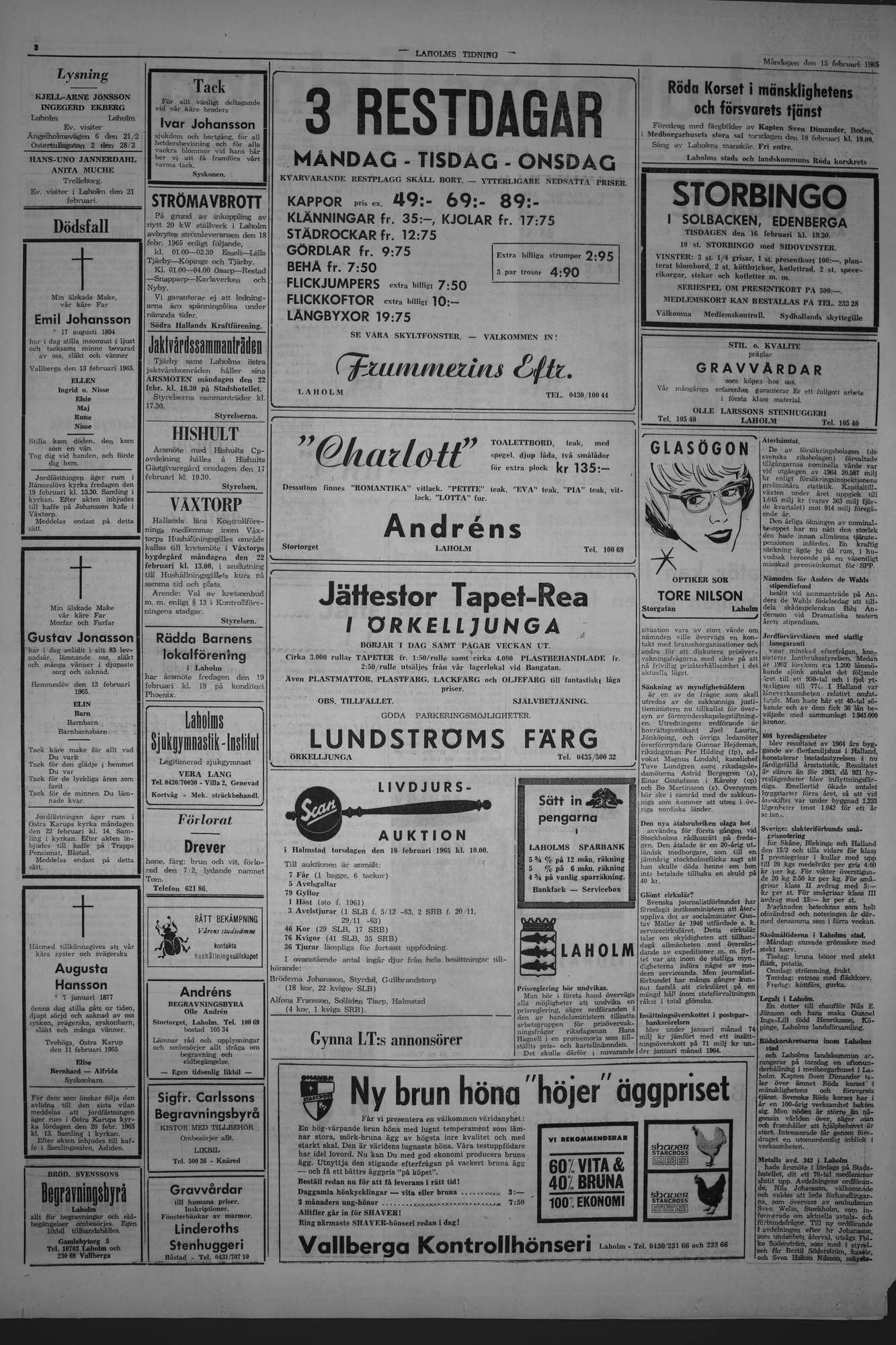Laholms Tidning Måndag 15 februari 1965, sida 2