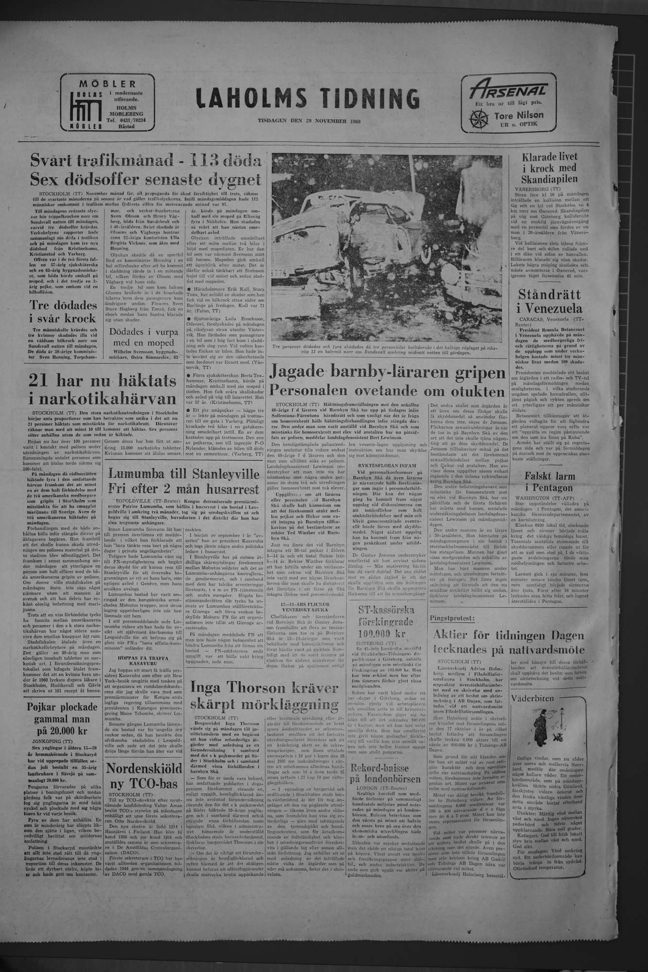 Laholms Tidning Tisdag 29 november 1960, sida 8