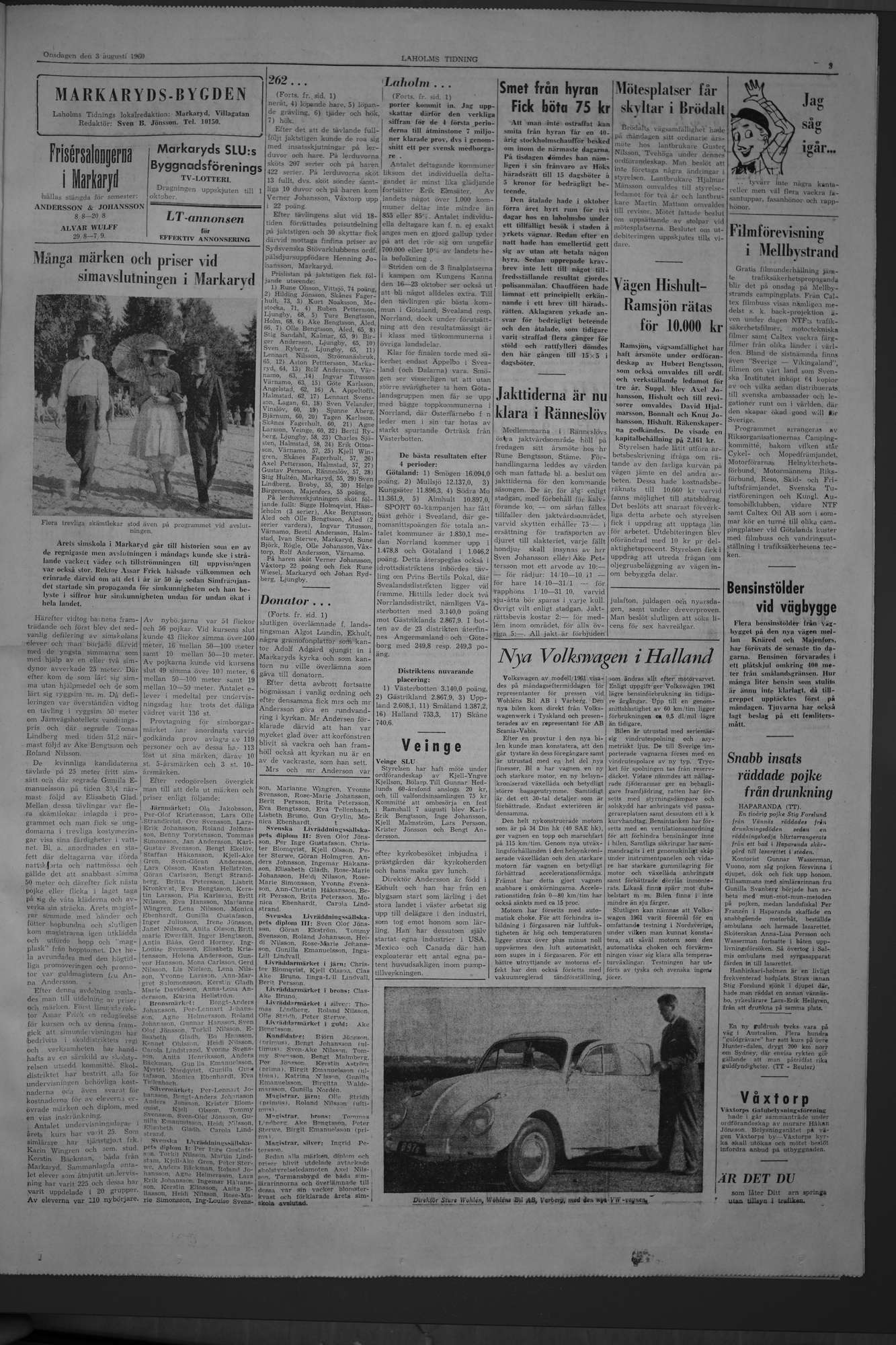 Laholms Tidning Onsdag 3 augusti 1960, sida 3