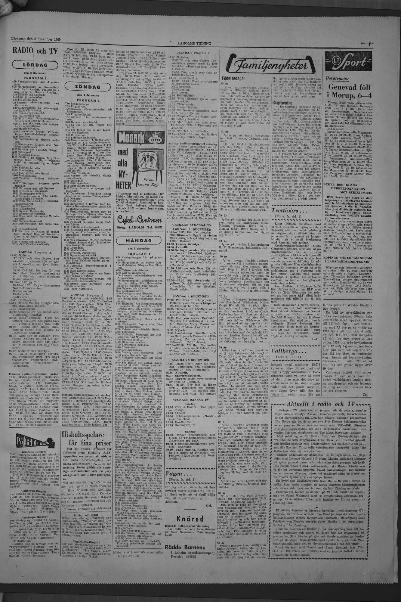 Laholms Tidning Lördag 3 december 1960, sida 7