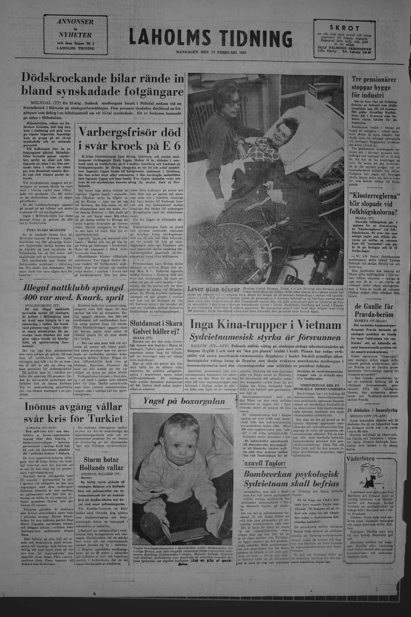 Laholms Tidning Måndag 15 februari 1965, sida 8