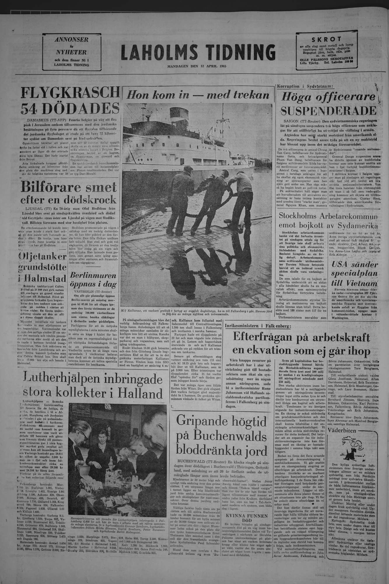 Laholms Tidning Måndag 12 april 1965, sida 8