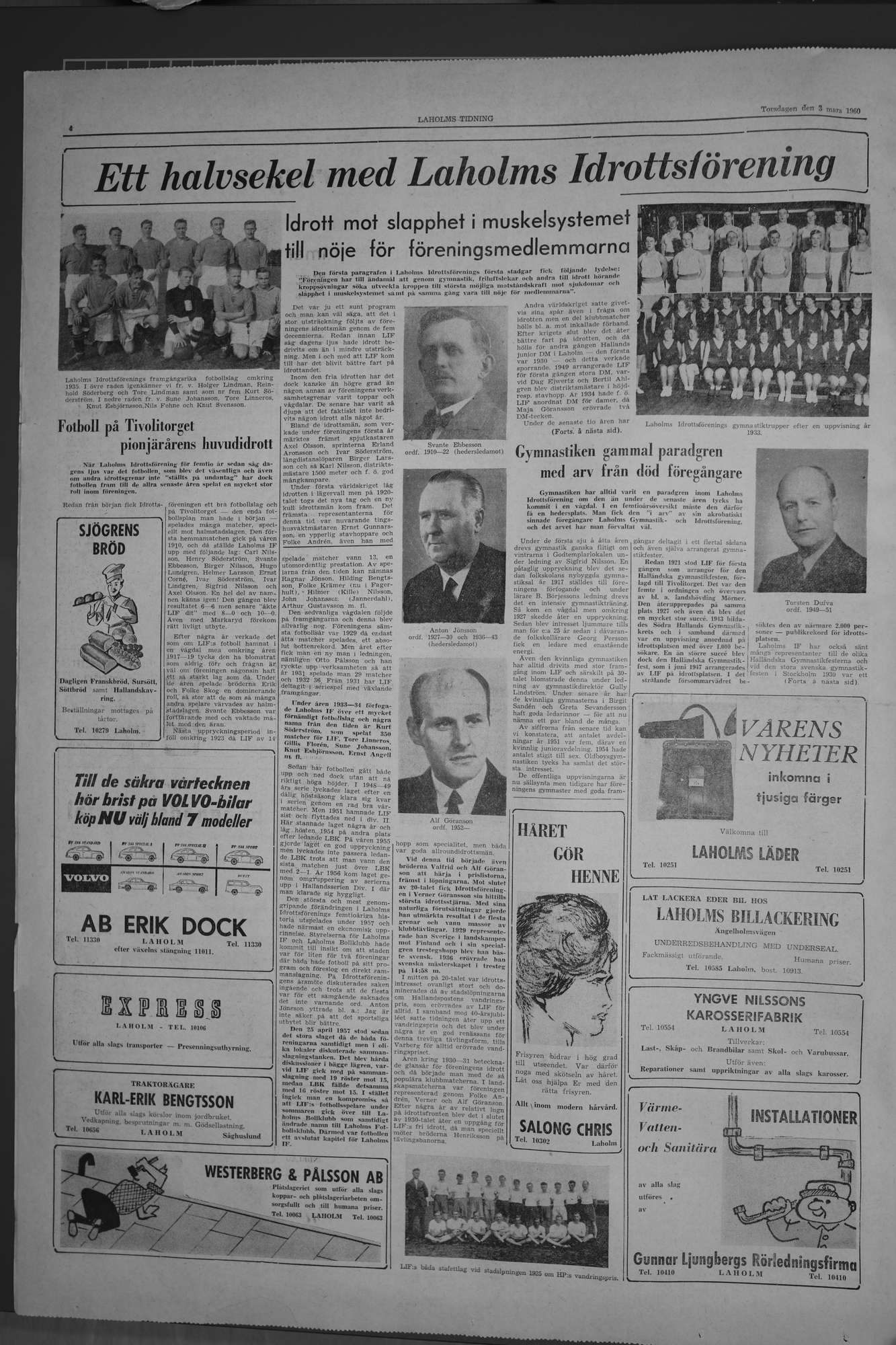 Laholms Tidning Torsdag 3 mars 1960, sida 4
