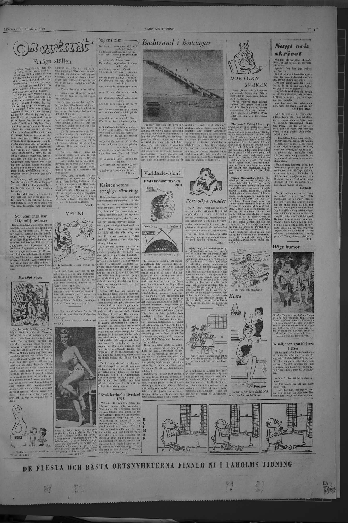 Laholms Tidning Måndag 3 oktober 1960, sida 7