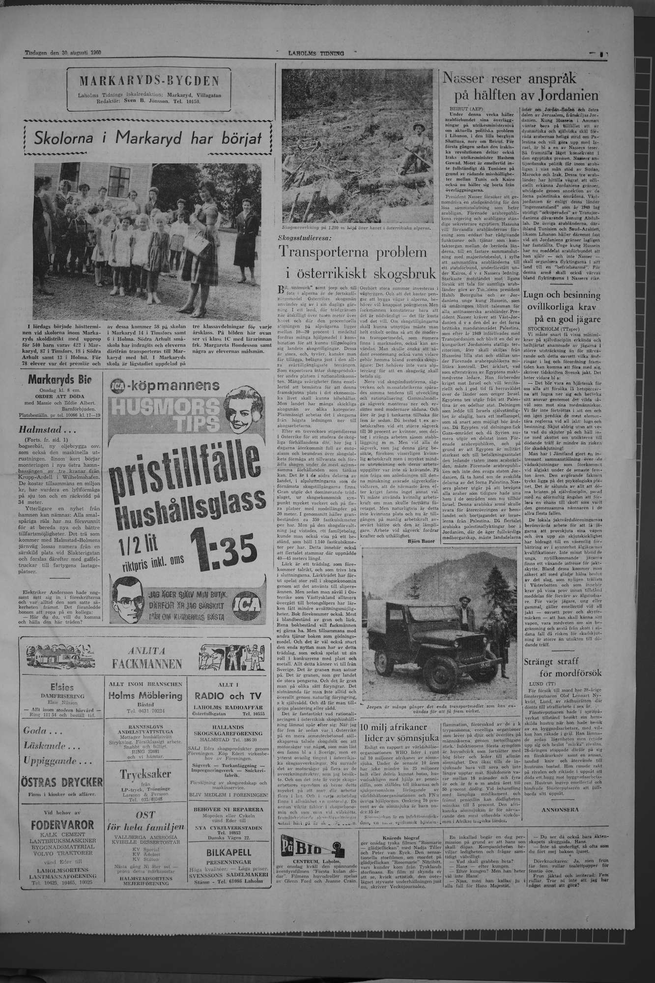 Laholms Tidning Tisdag 30 augusti 1960, sida 3