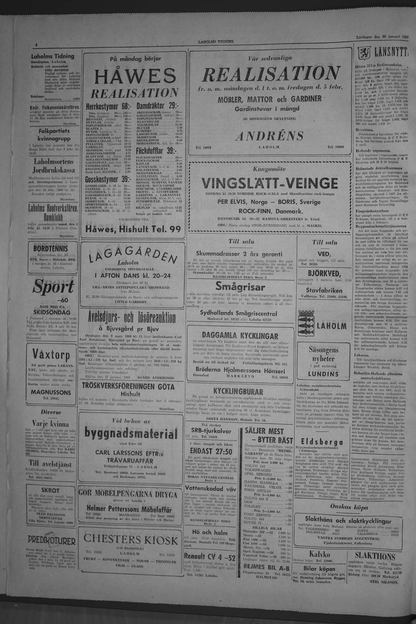 Laholms Tidning Lördag 30 januari 1960, sida 2