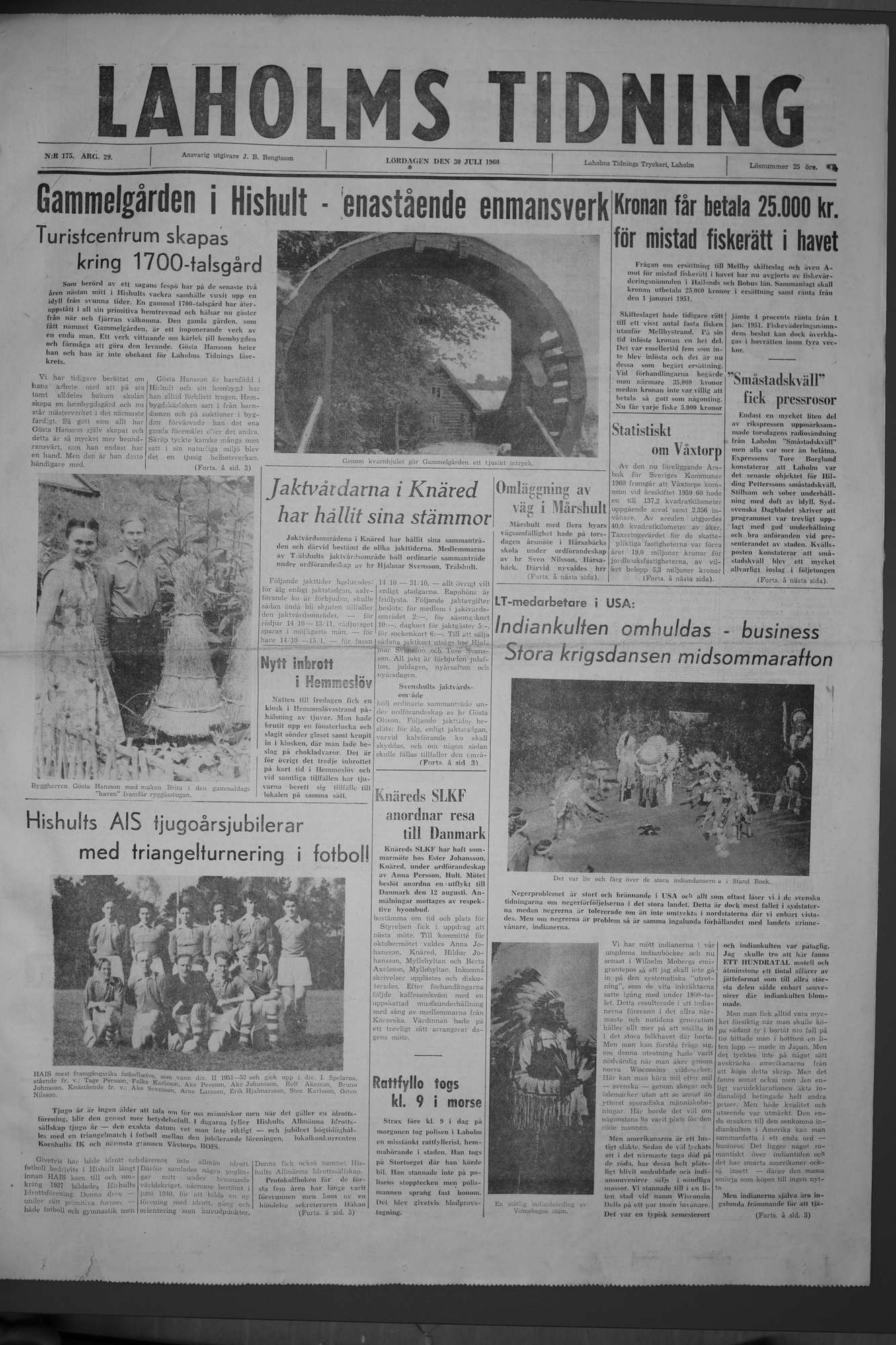 Laholms Tidning Lördag 30 juli 1960, sida 1