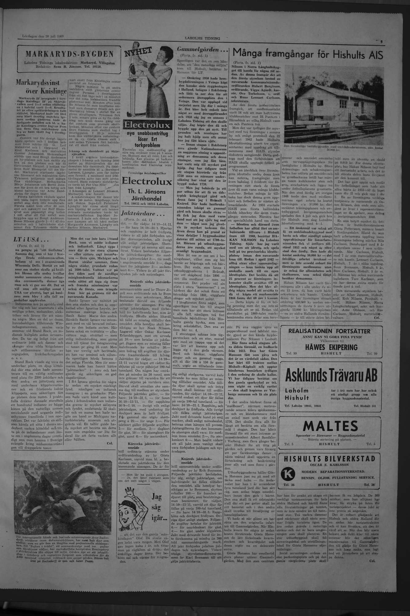 Laholms Tidning Lördag 30 juli 1960, sida 3