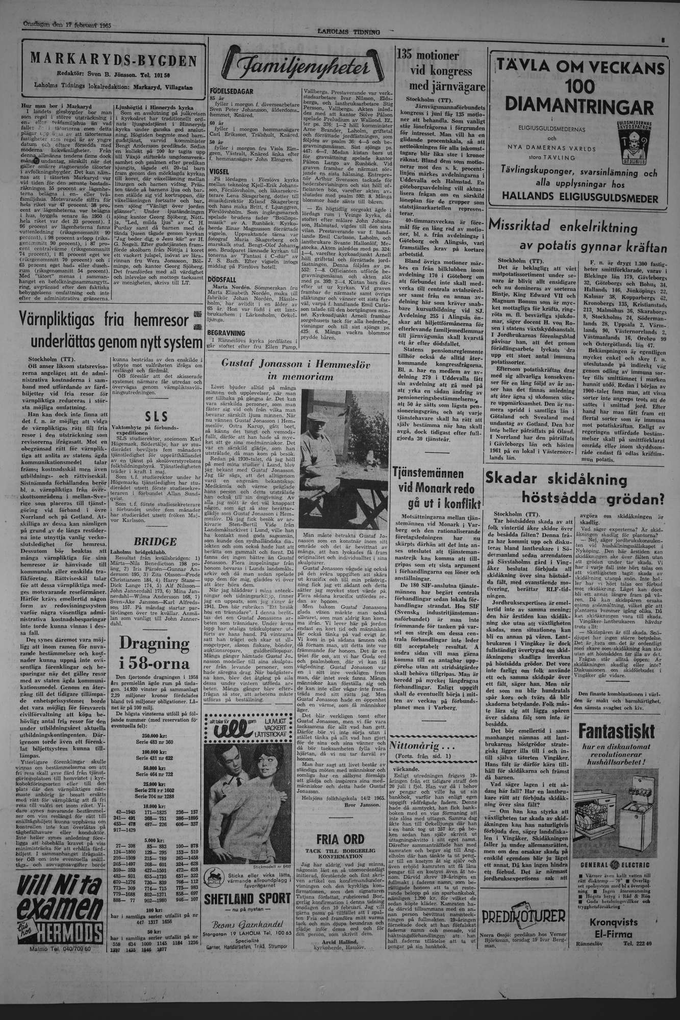 Laholms Tidning Onsdag 17 februari 1965, sida 3