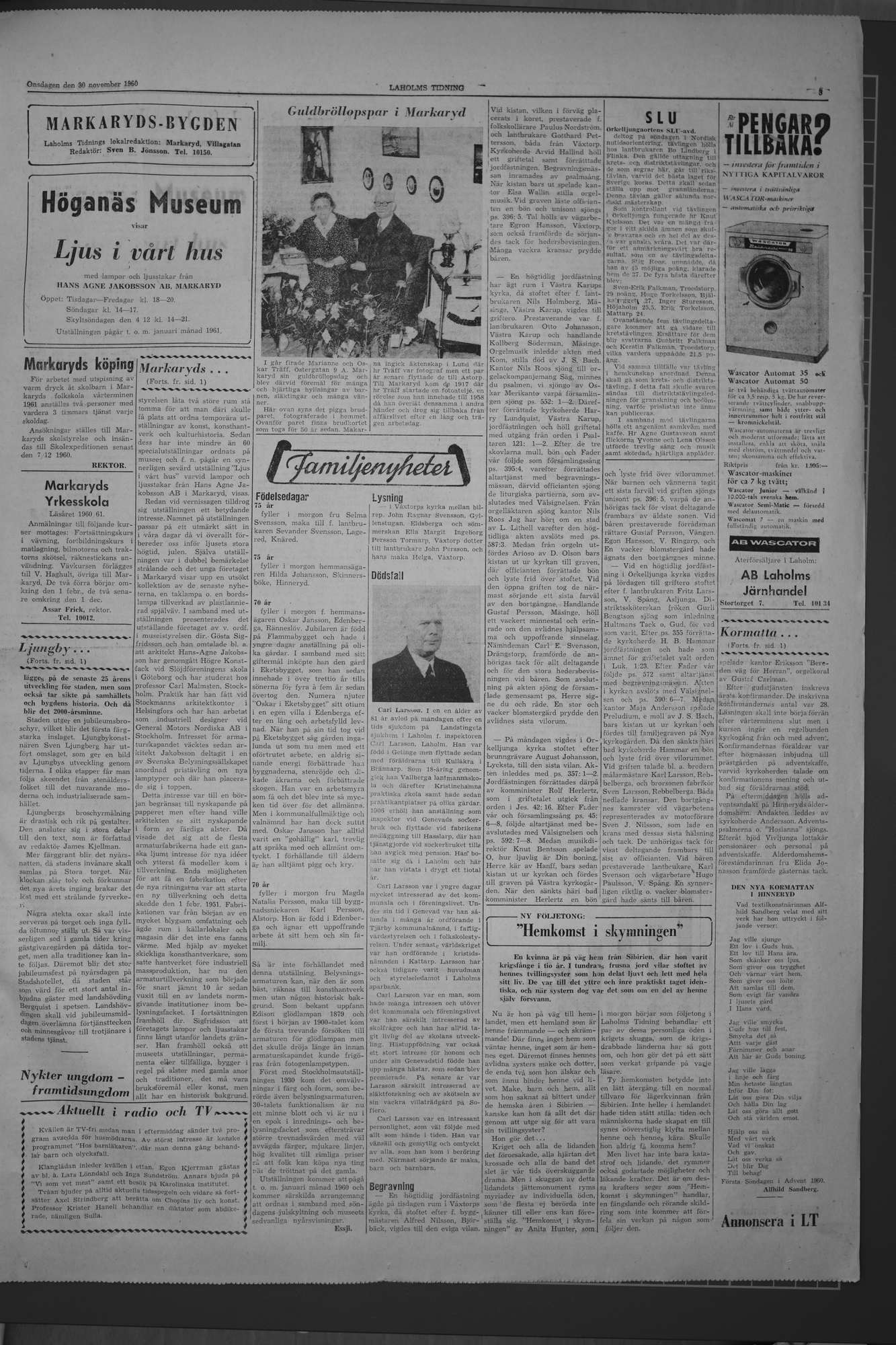 Laholms Tidning Onsdag 30 november 1960, sida 3