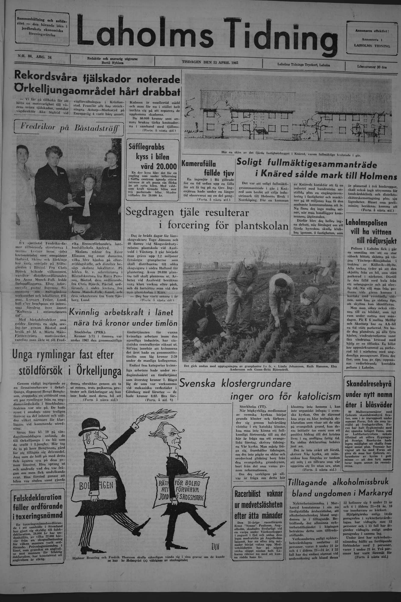 Laholms Tidning Tisdag 13 april 1965, sida 1