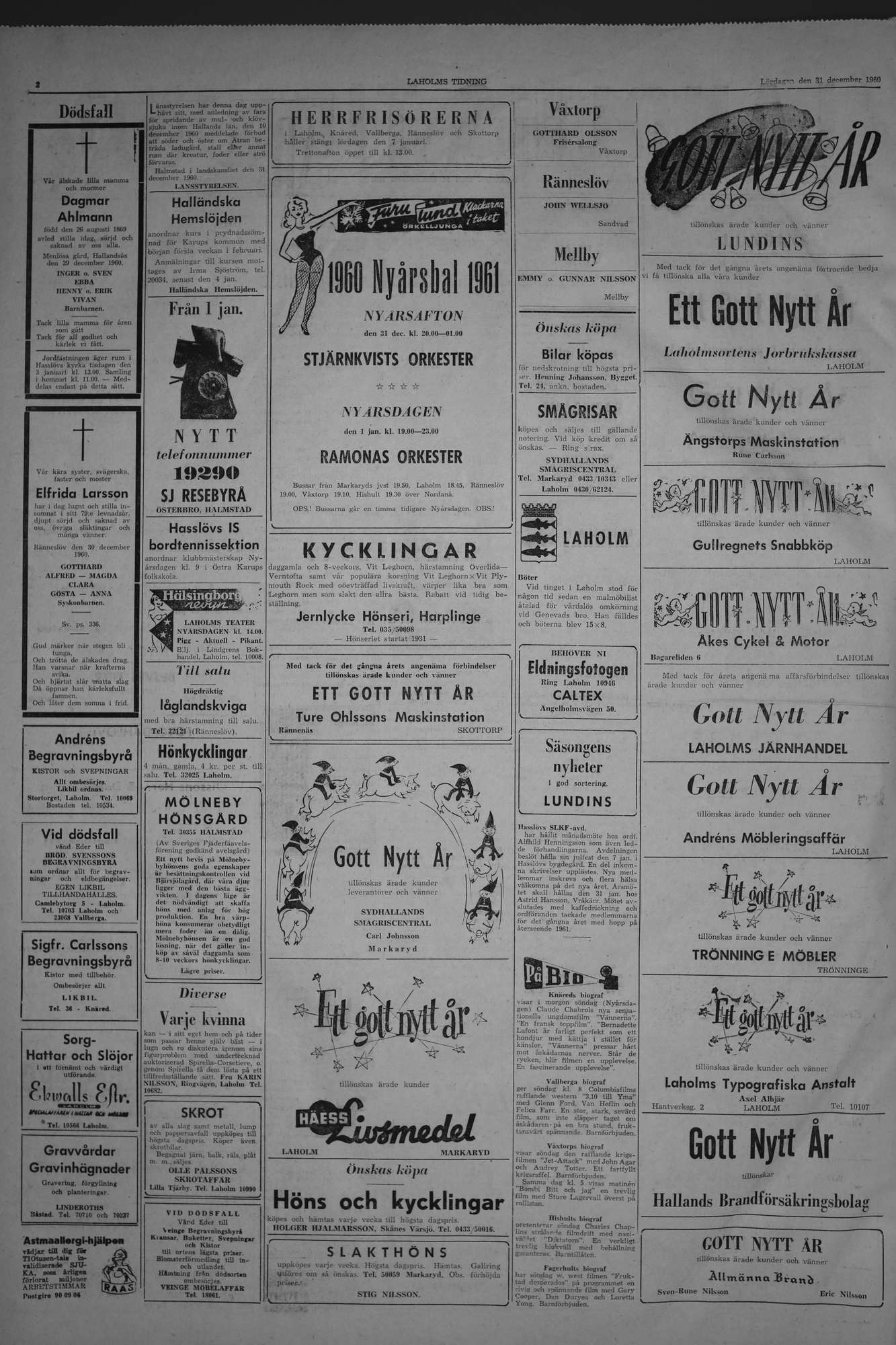 Laholms Tidning Lördag 31 december 1960, sida 2