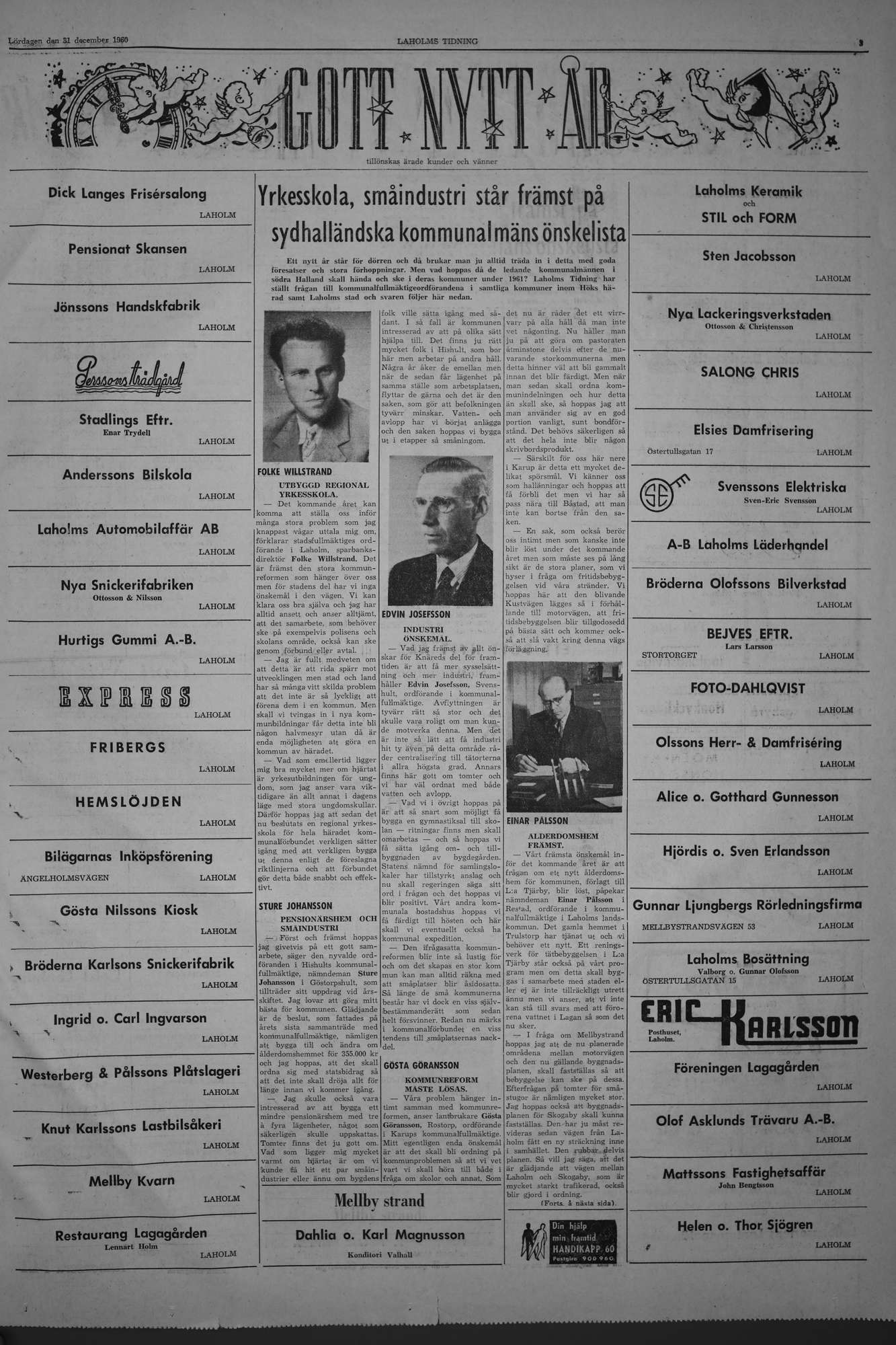 Laholms Tidning Lördag 31 december 1960, sida 3