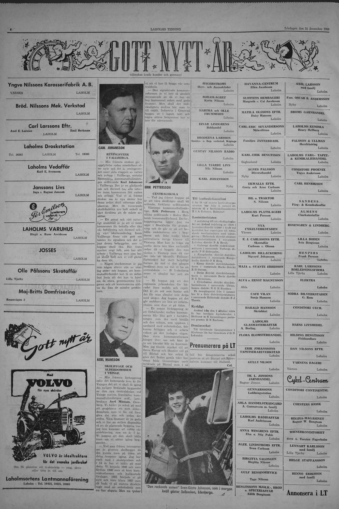 Laholms Tidning Lördag 31 december 1960, sida 4