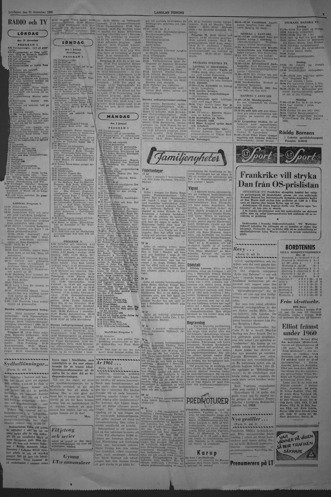Laholms Tidning Lördag 31 december 1960, sida 7