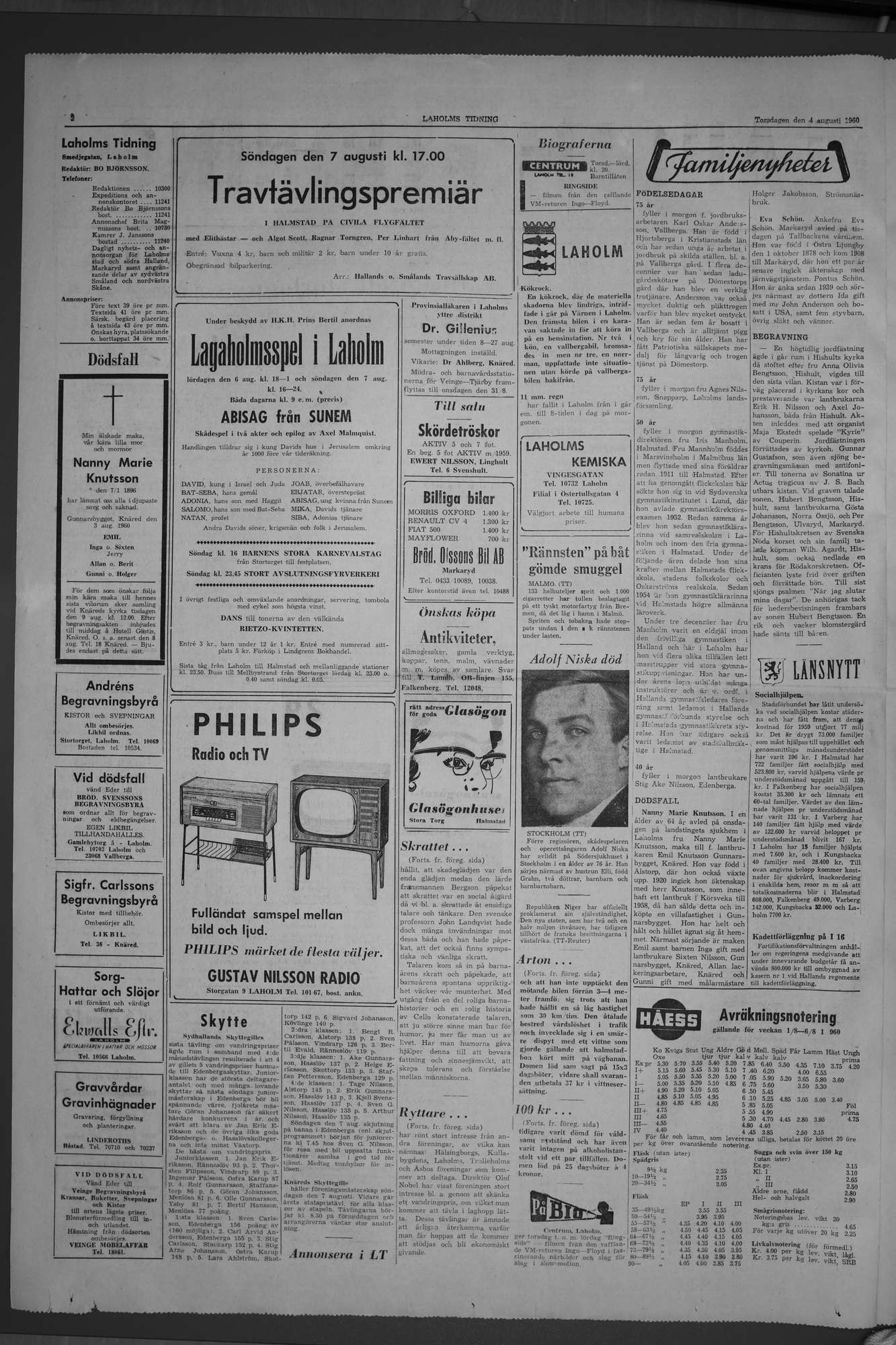 Laholms Tidning Torsdag 4 augusti 1960, sida 2
