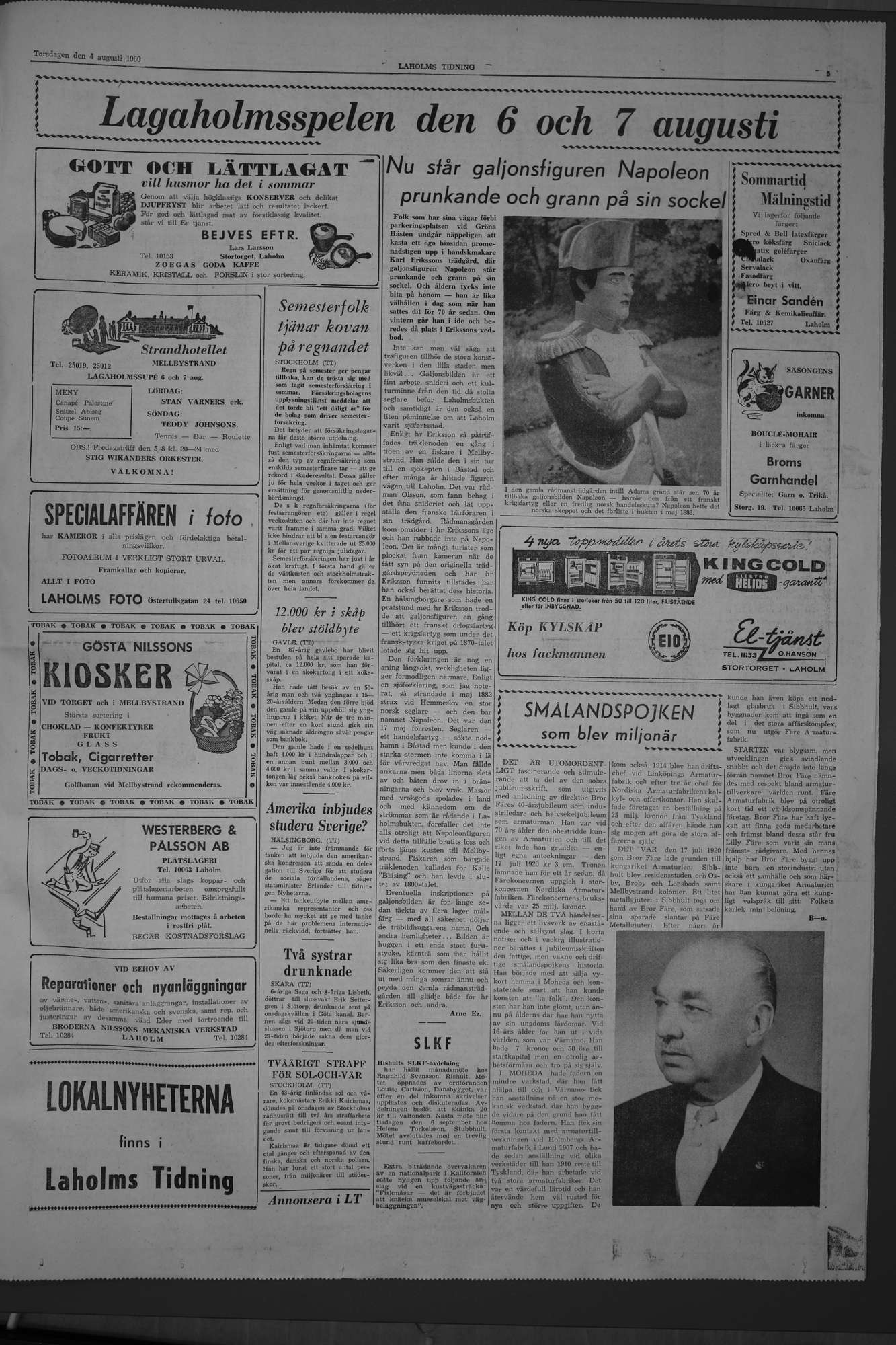 Laholms Tidning Torsdag 4 augusti 1960, sida 5