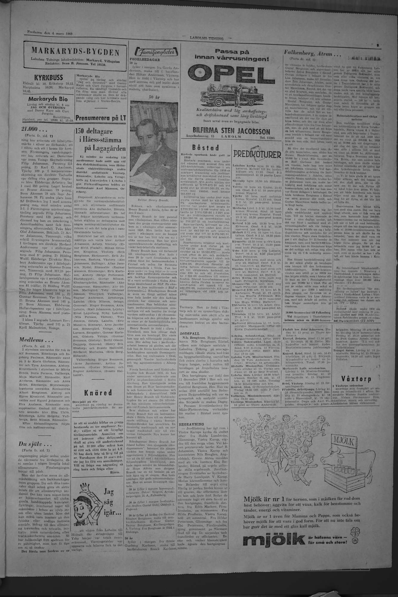 Laholms Tidning Fredag 4 mars 1960, sida 3