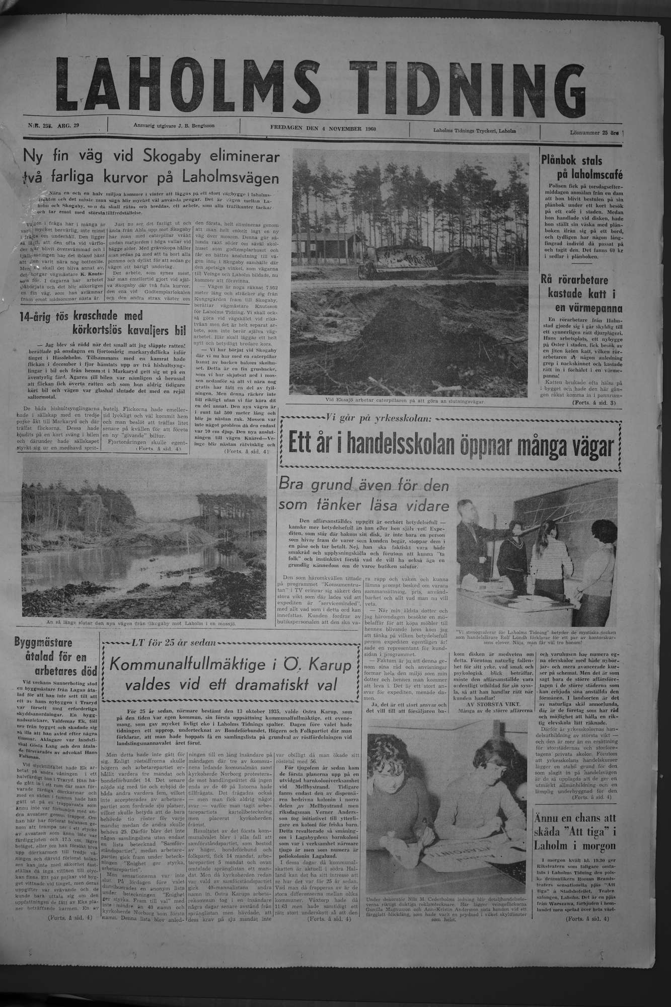Laholms Tidning Fredag 4 november 1960, sida 1