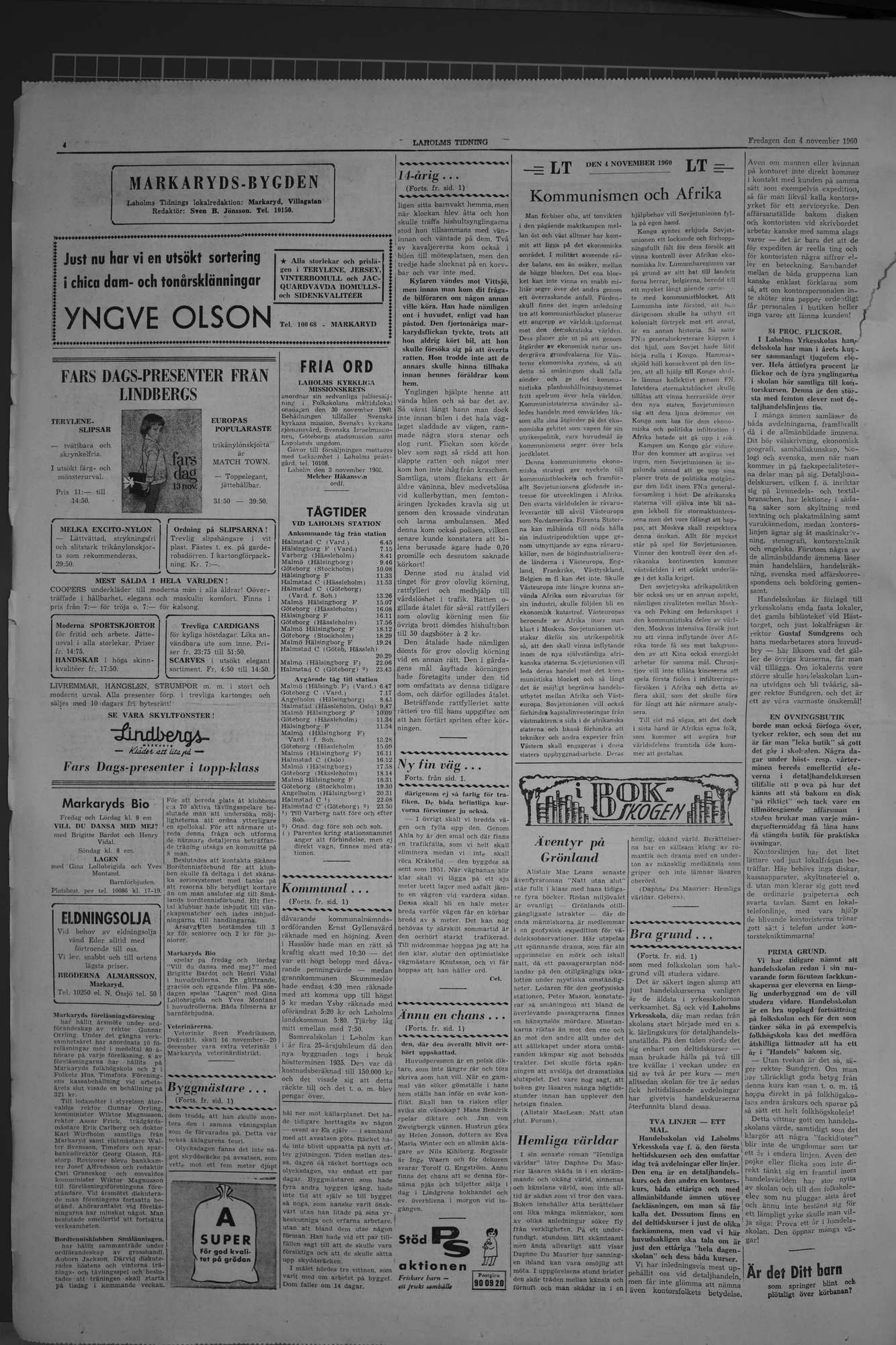 Laholms Tidning Fredag 4 november 1960, sida 4