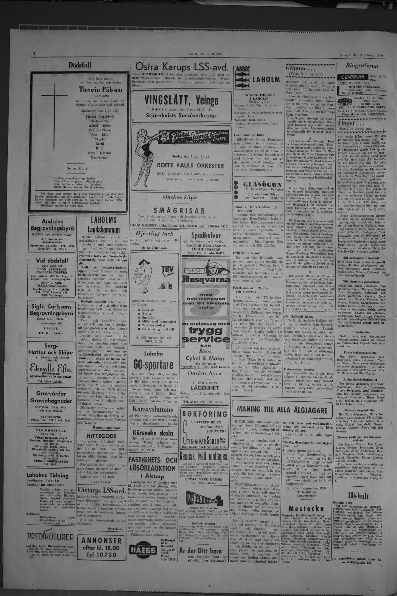 Laholms Tidning Tisdag 4 oktober 1960, sida 2