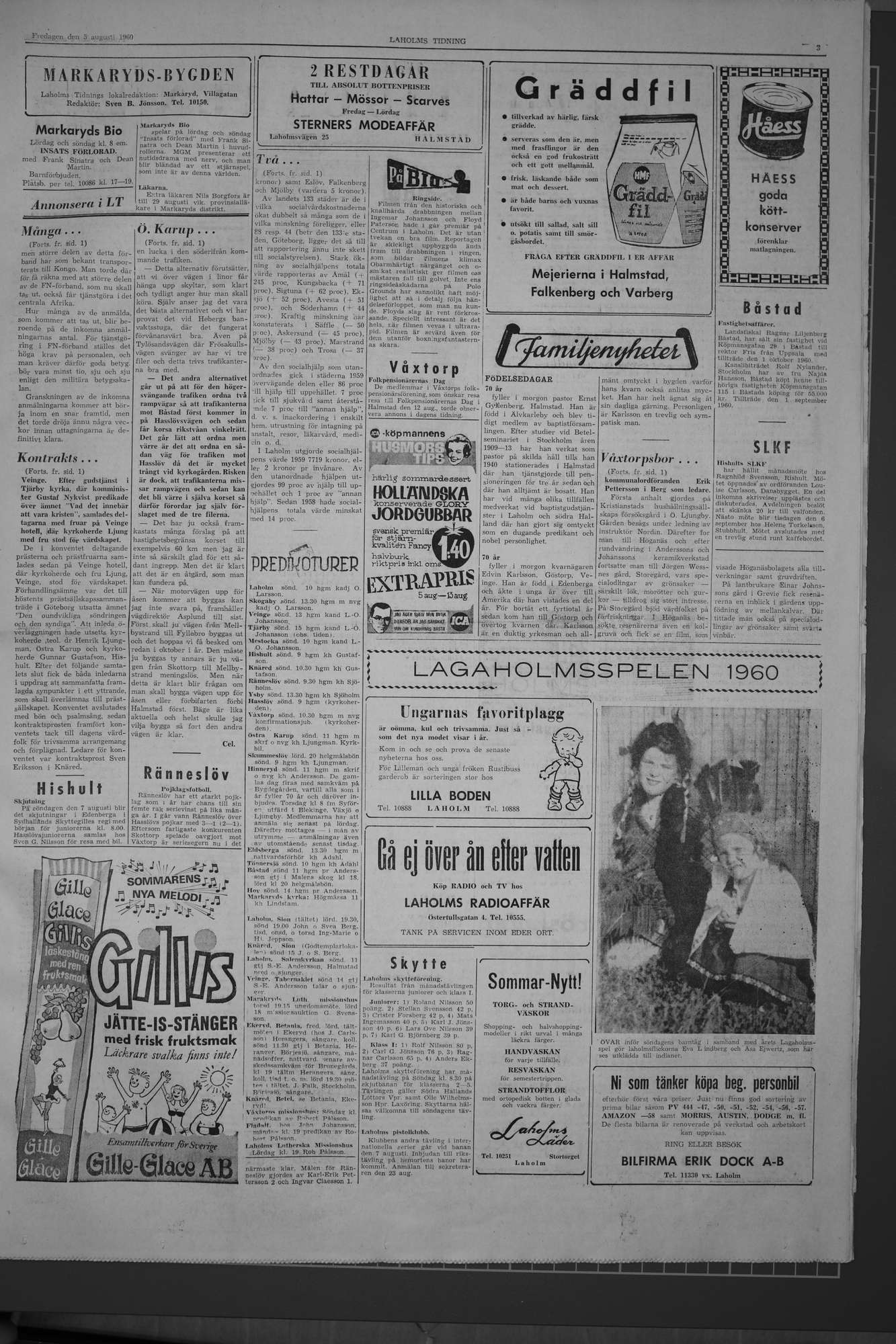 Laholms Tidning Fredag 5 augusti 1960, sida 3
