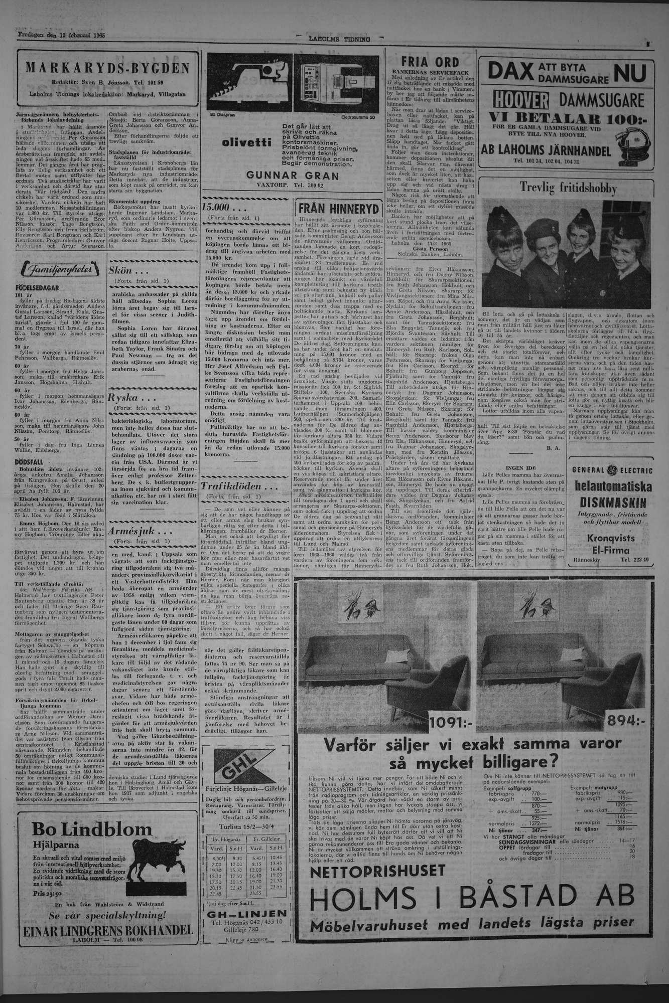 Laholms Tidning Fredag 19 februari 1965, sida 3