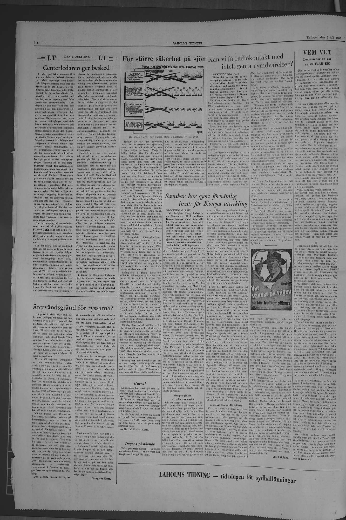 Laholms Tidning Tisdag 5 juli 1960, sida 4