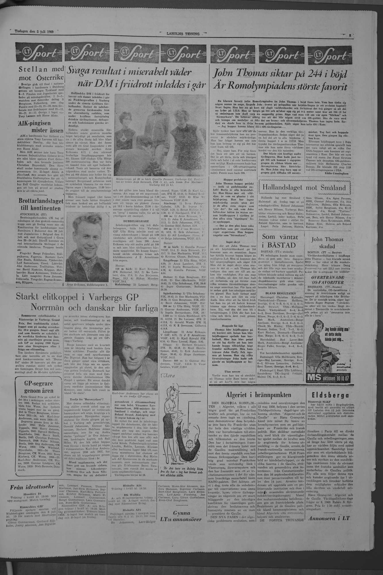 Laholms Tidning Tisdag 5 juli 1960, sida 5