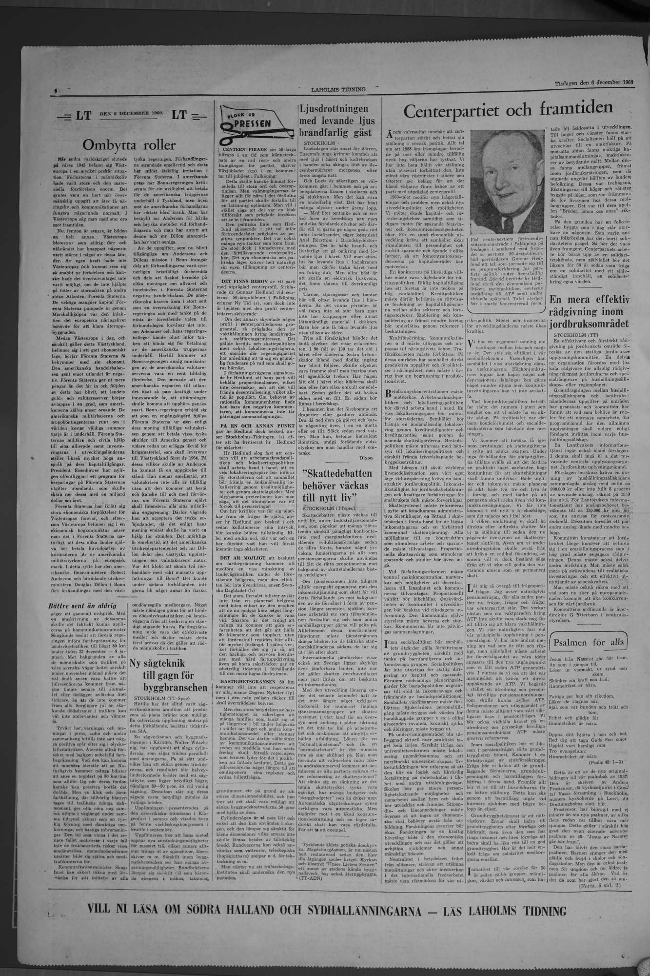 Laholms Tidning Tisdag 6 december 1960, sida 4