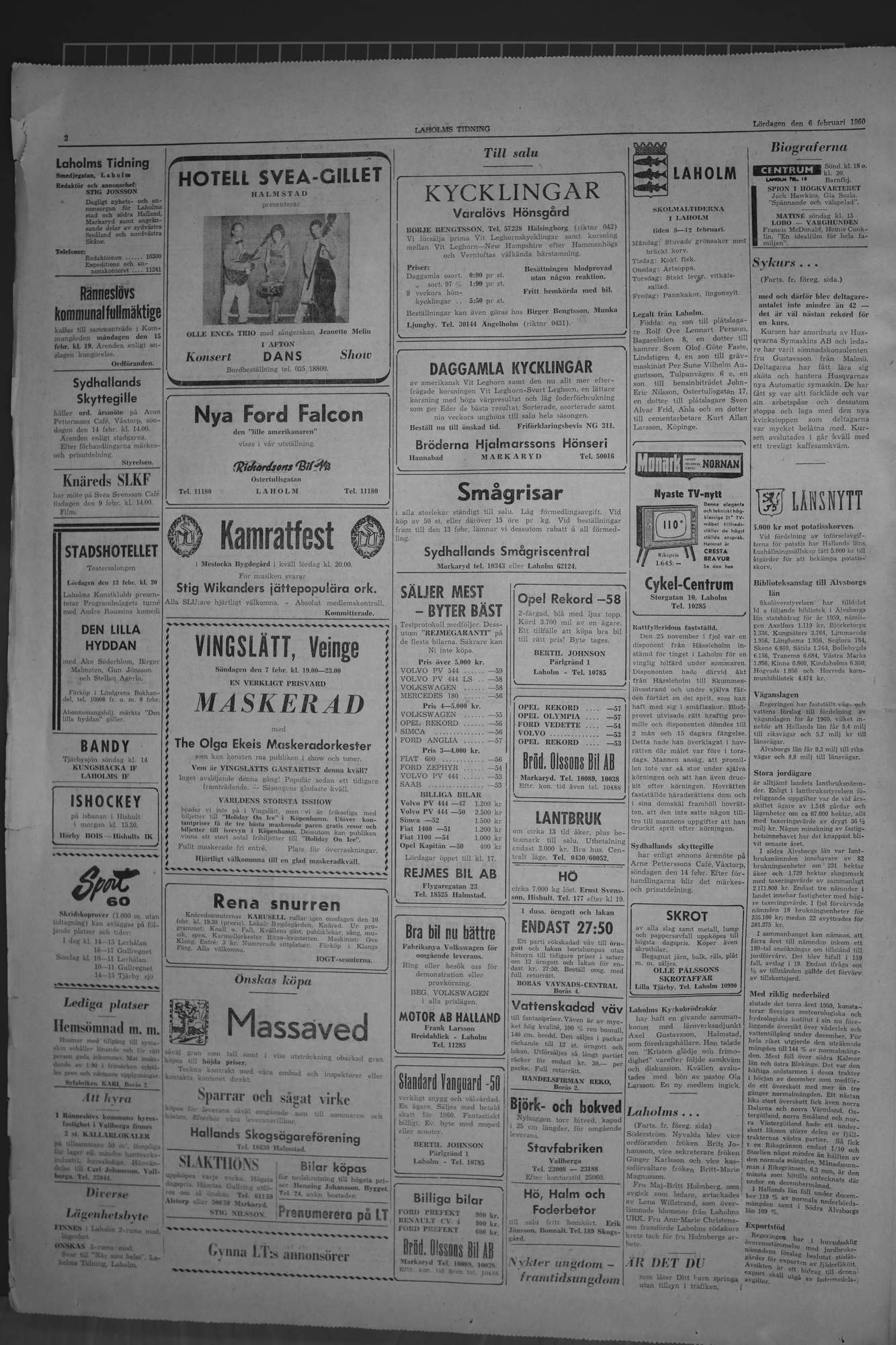 Laholms Tidning Lördag 6 februari 1960, sida 2