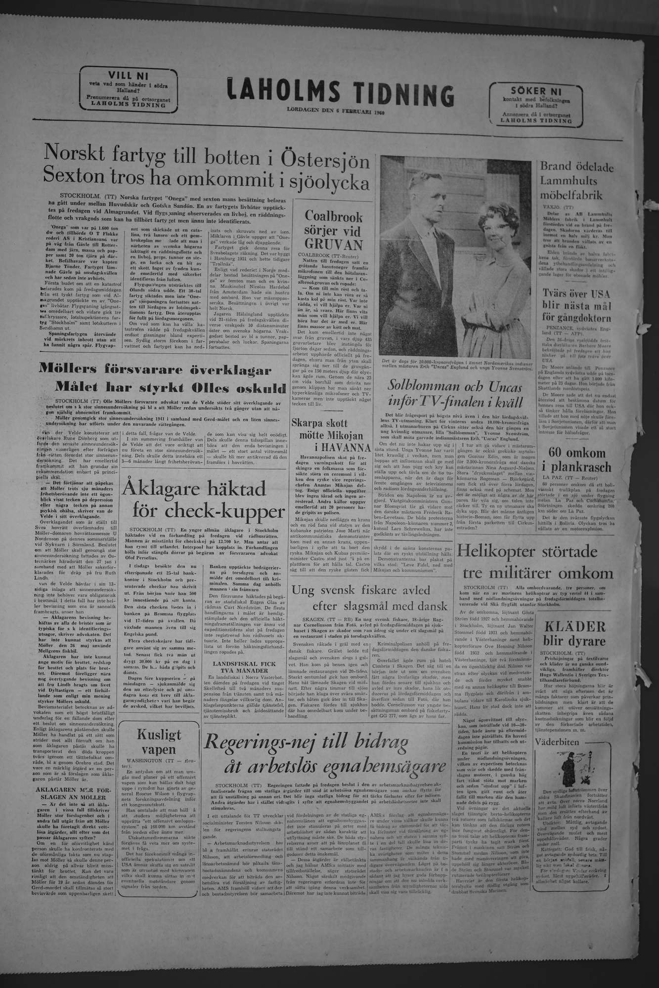 Laholms Tidning Lördag 6 februari 1960, sida 8