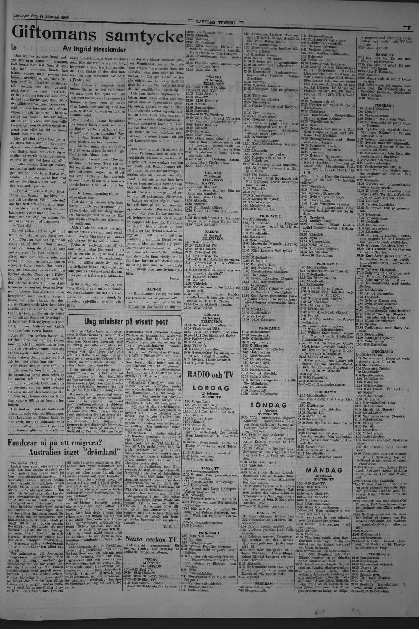 Laholms Tidning Lördag 20 februari 1965, sida 7