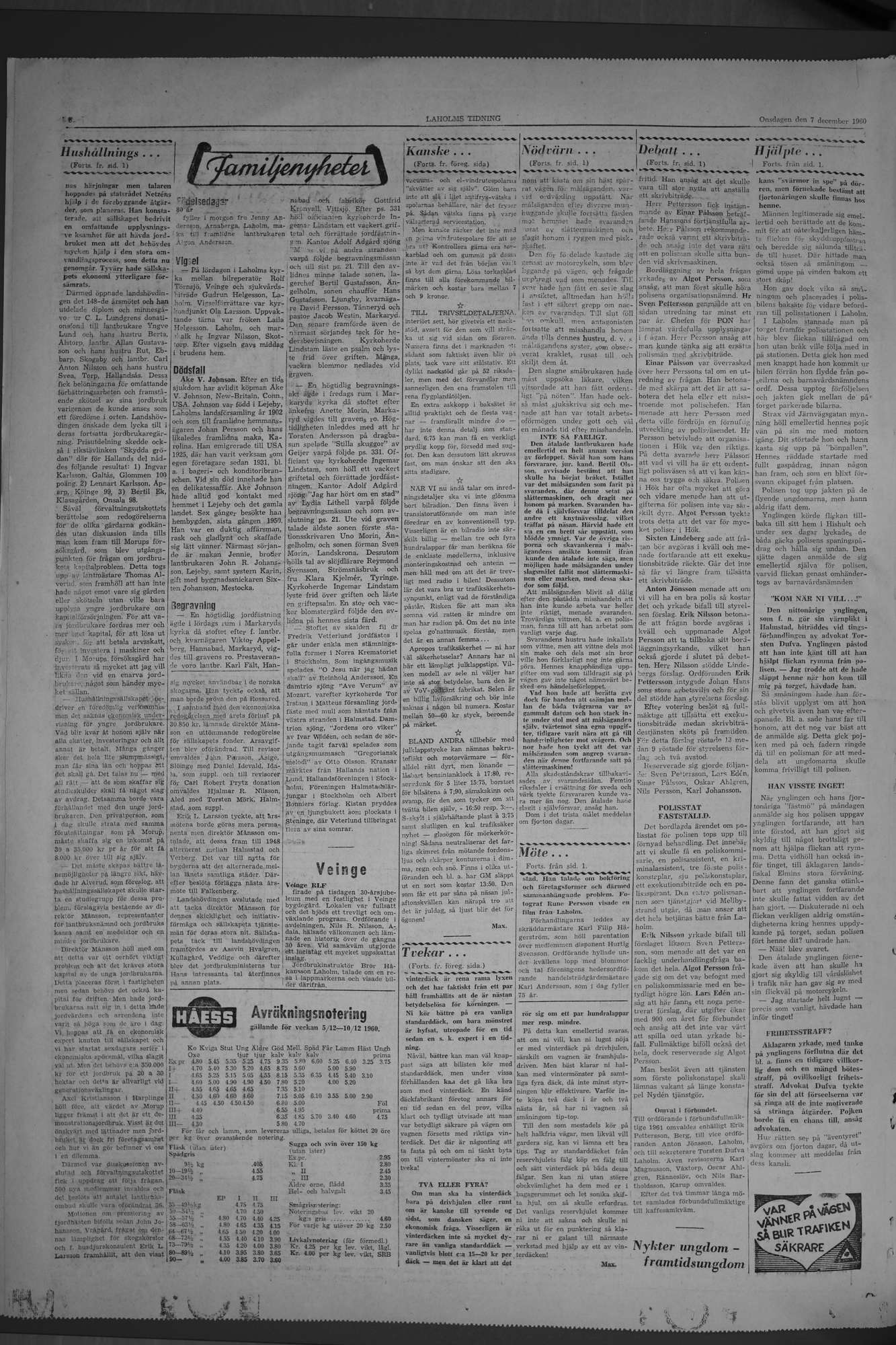 Laholms Tidning Onsdag 7 december 1960, sida 6