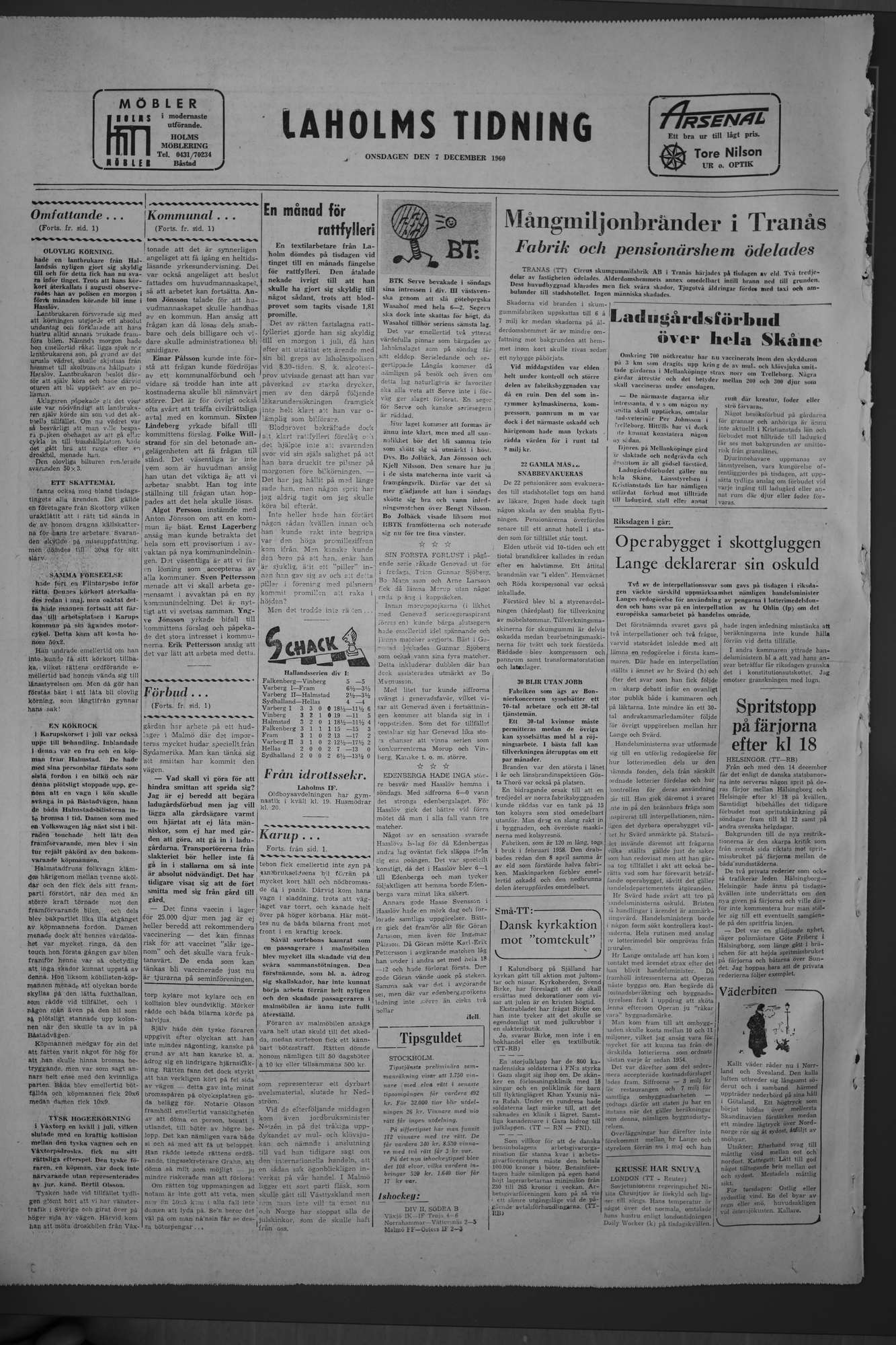 Laholms Tidning Onsdag 7 december 1960, sida 8