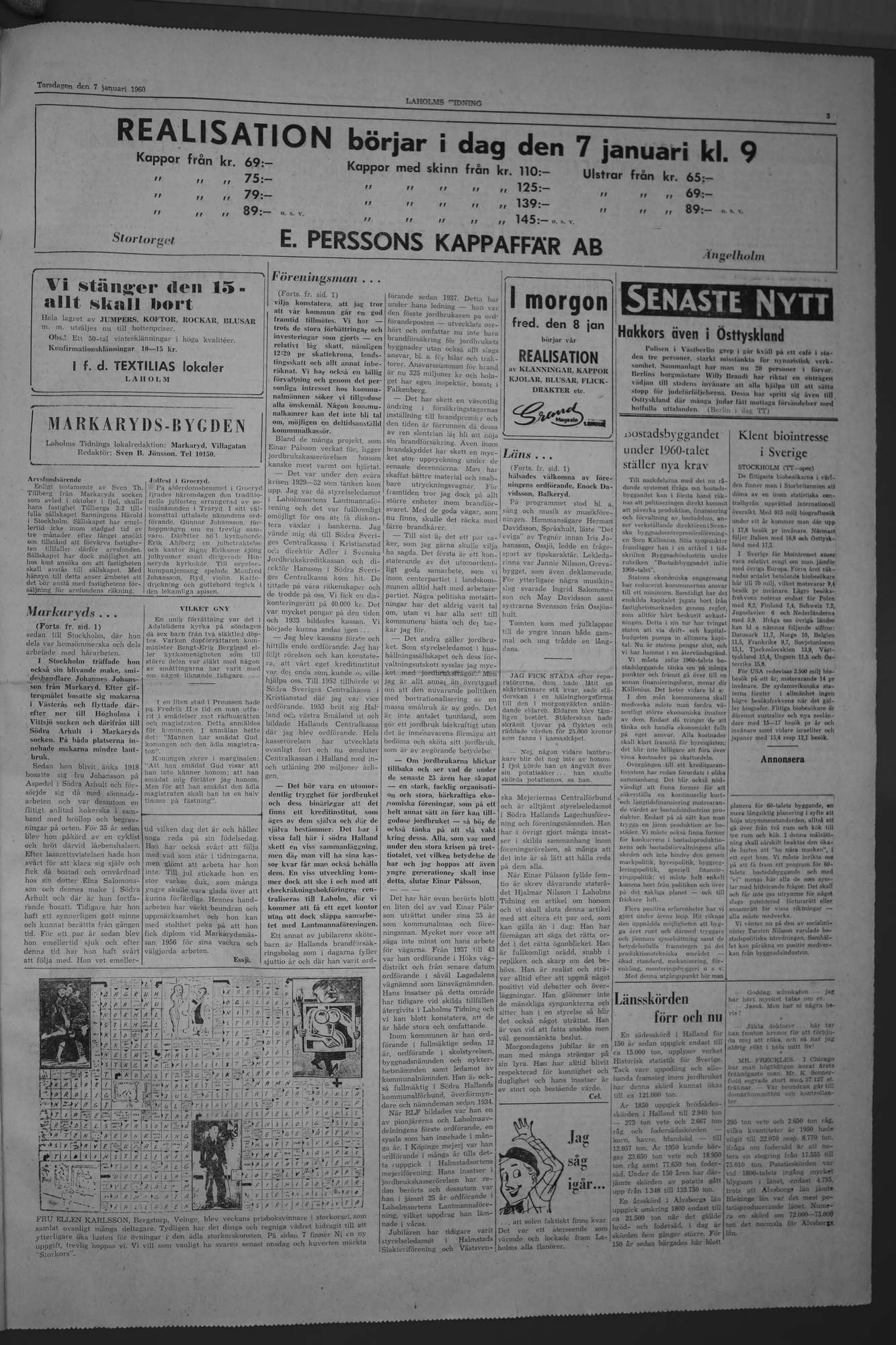 Laholms Tidning Torsdag 7 januari 1960, sida 3