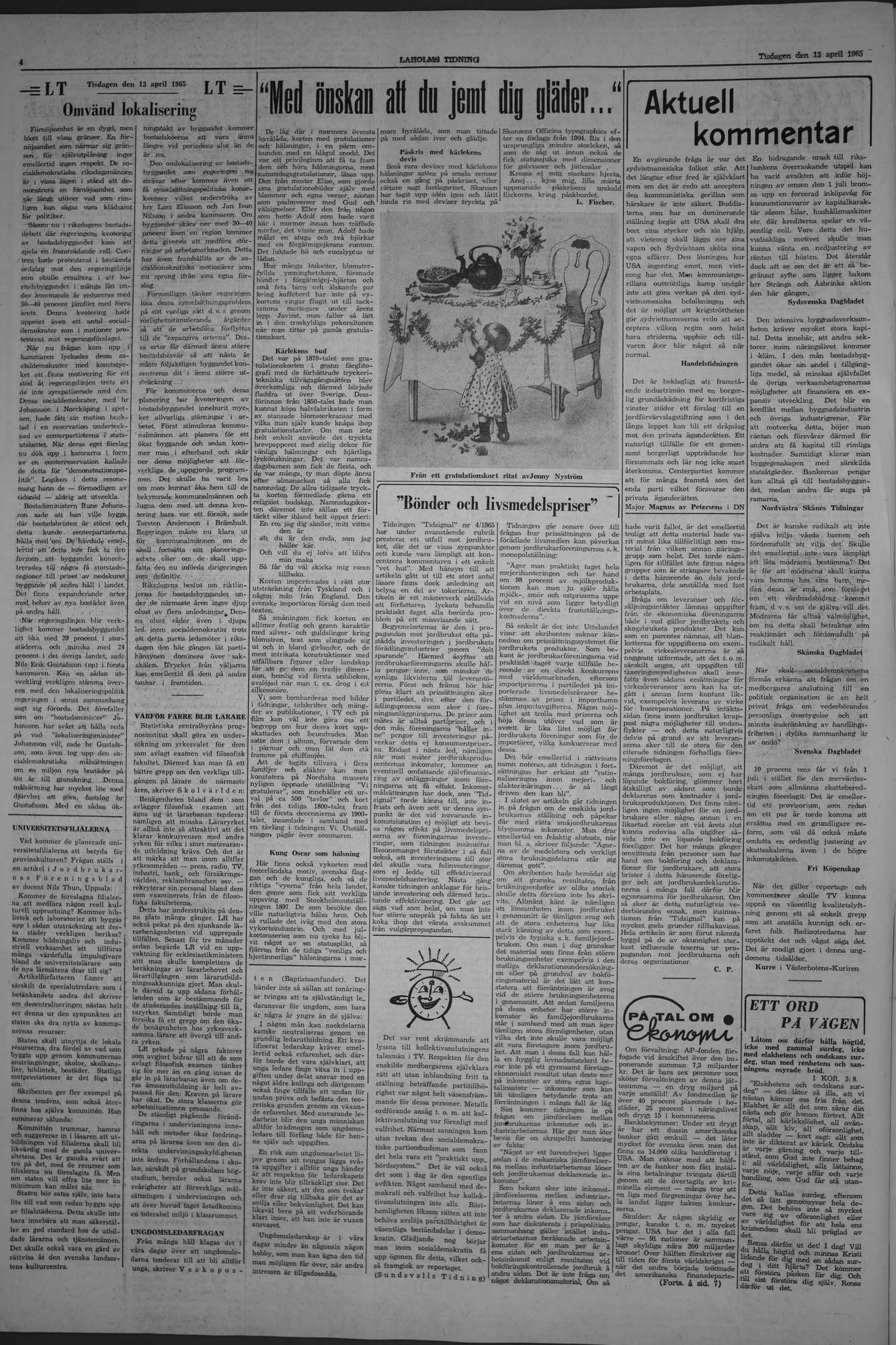 Laholms Tidning Tisdag 13 april 1965, sida 4