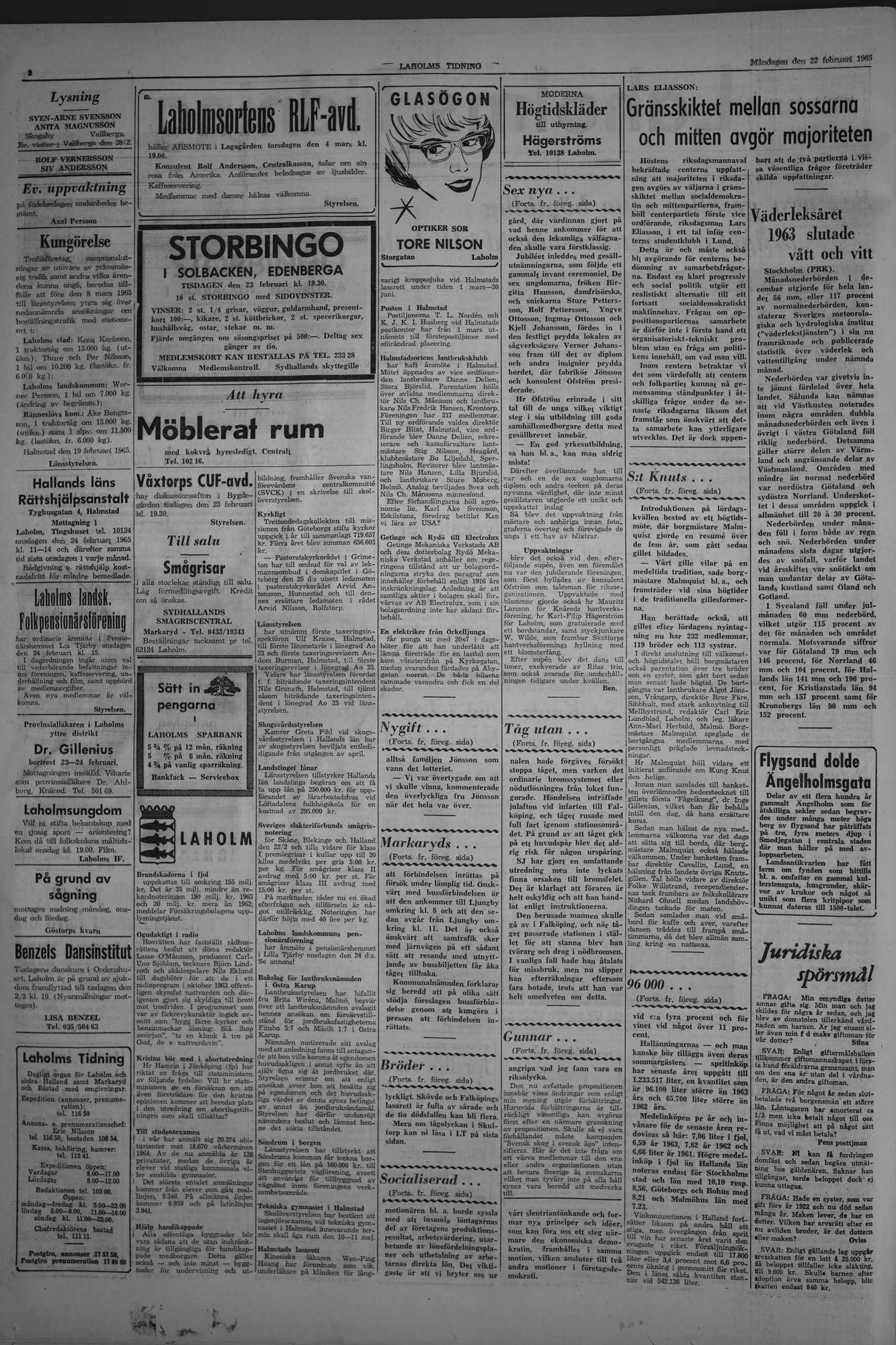 Laholms Tidning Måndag 22 februari 1965, sida 2