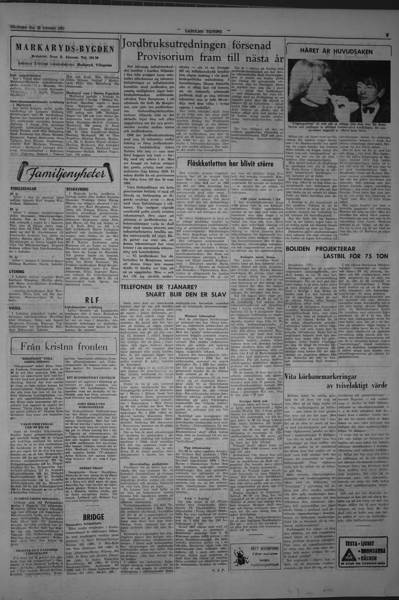 Laholms Tidning Måndag 22 februari 1965, sida 3