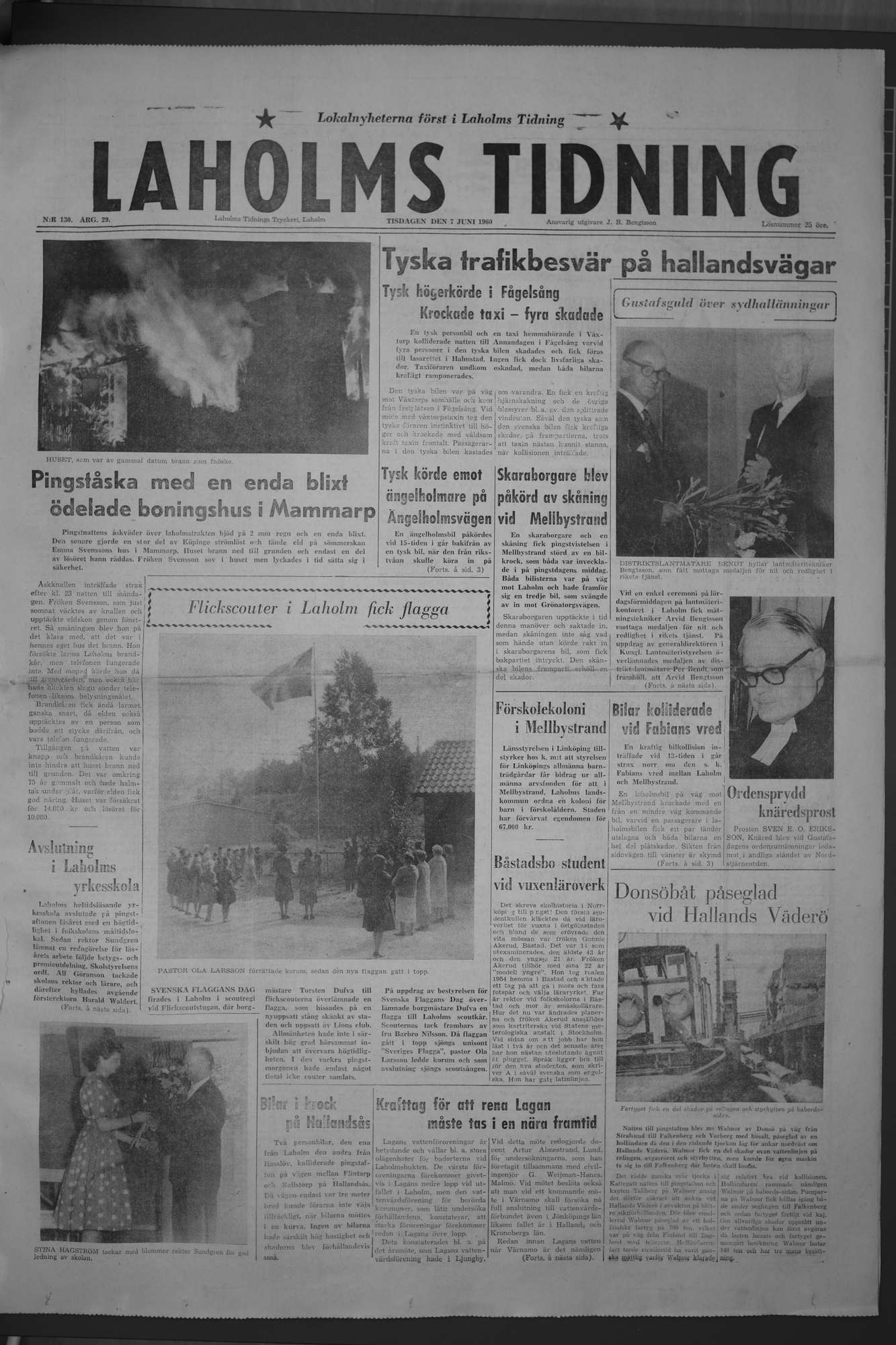 Laholms Tidning Tisdag 7 juni 1960, sida 1