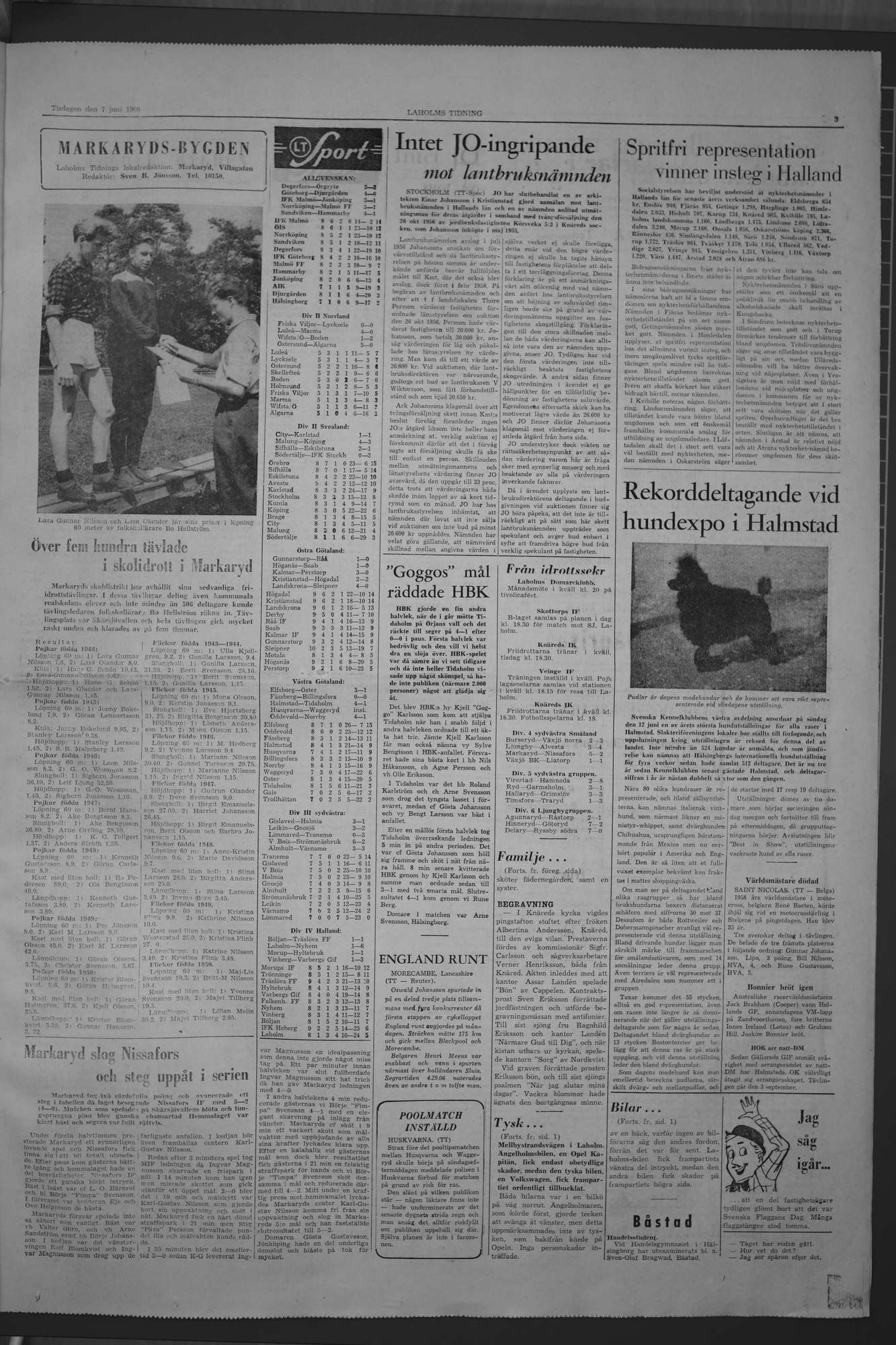Laholms Tidning Tisdag 7 juni 1960, sida 3