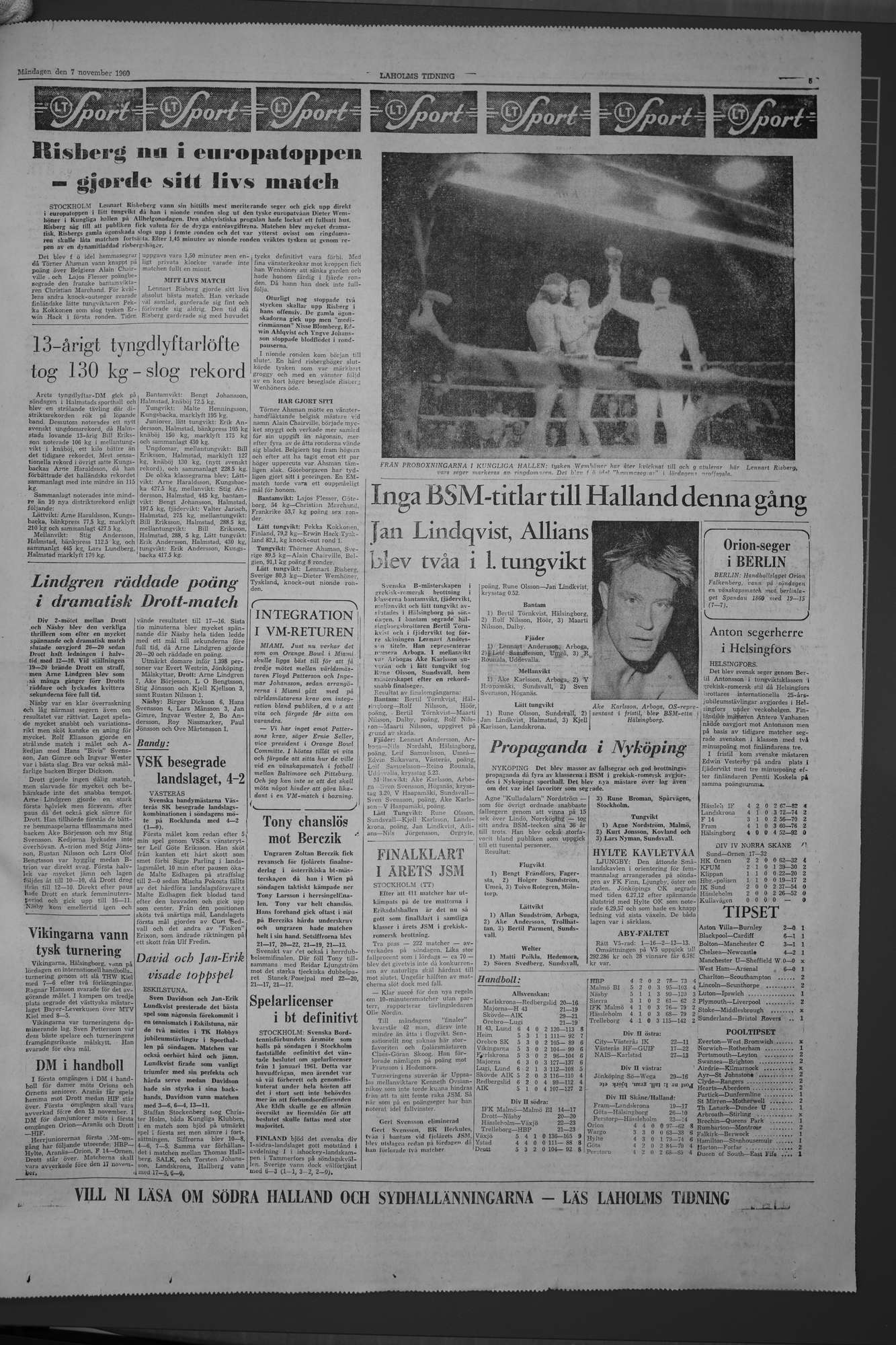 Laholms Tidning Måndag 7 november 1960, sida 5